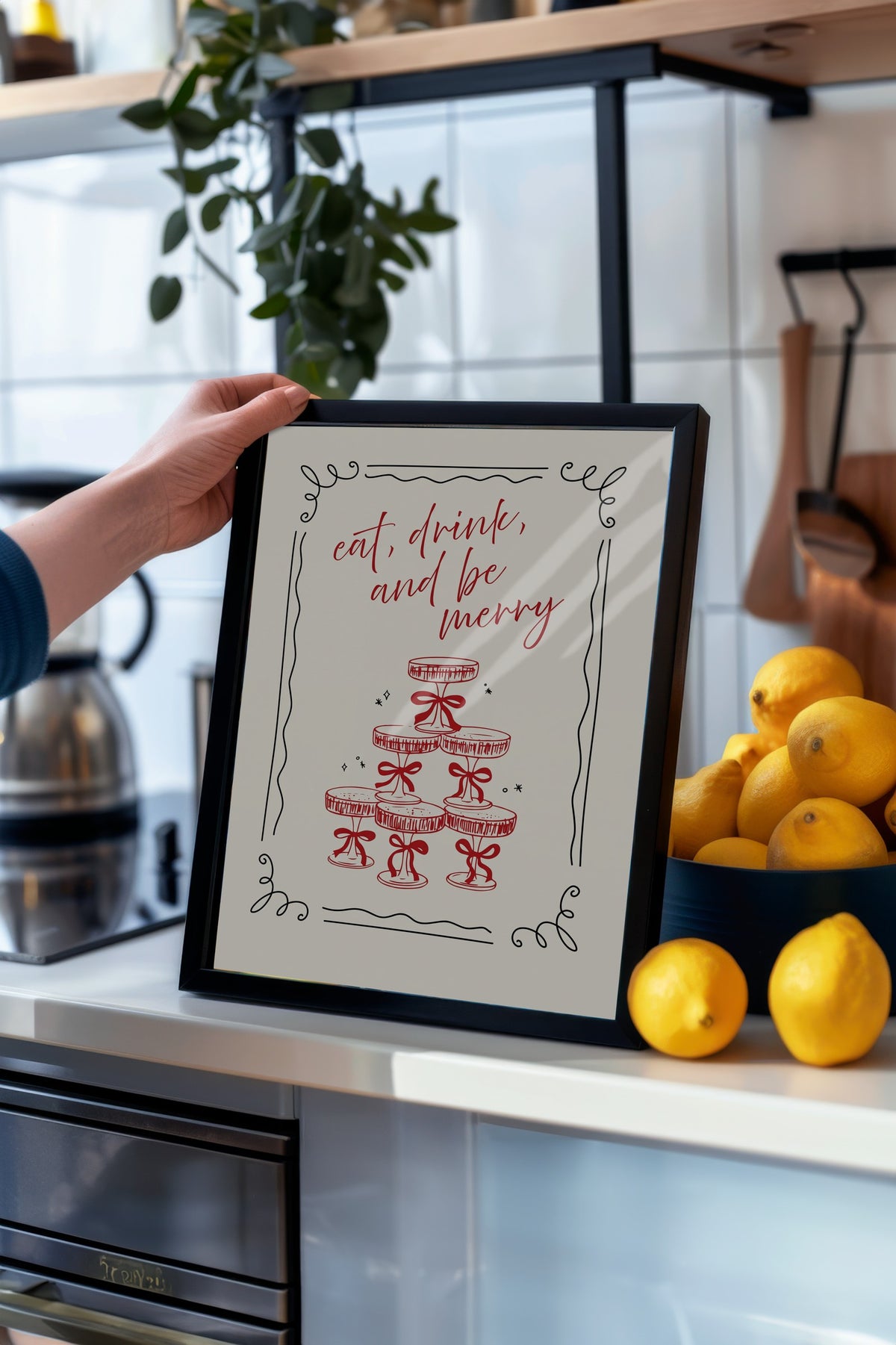 eat, drink, and be merry Poster – Siyah Çerçeveli Tablo