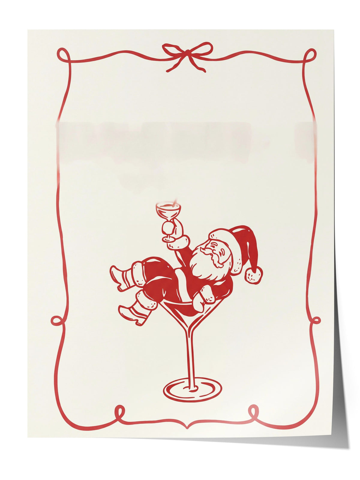 Kadehte Oturan Noel Baba Çerçevesiz Poster