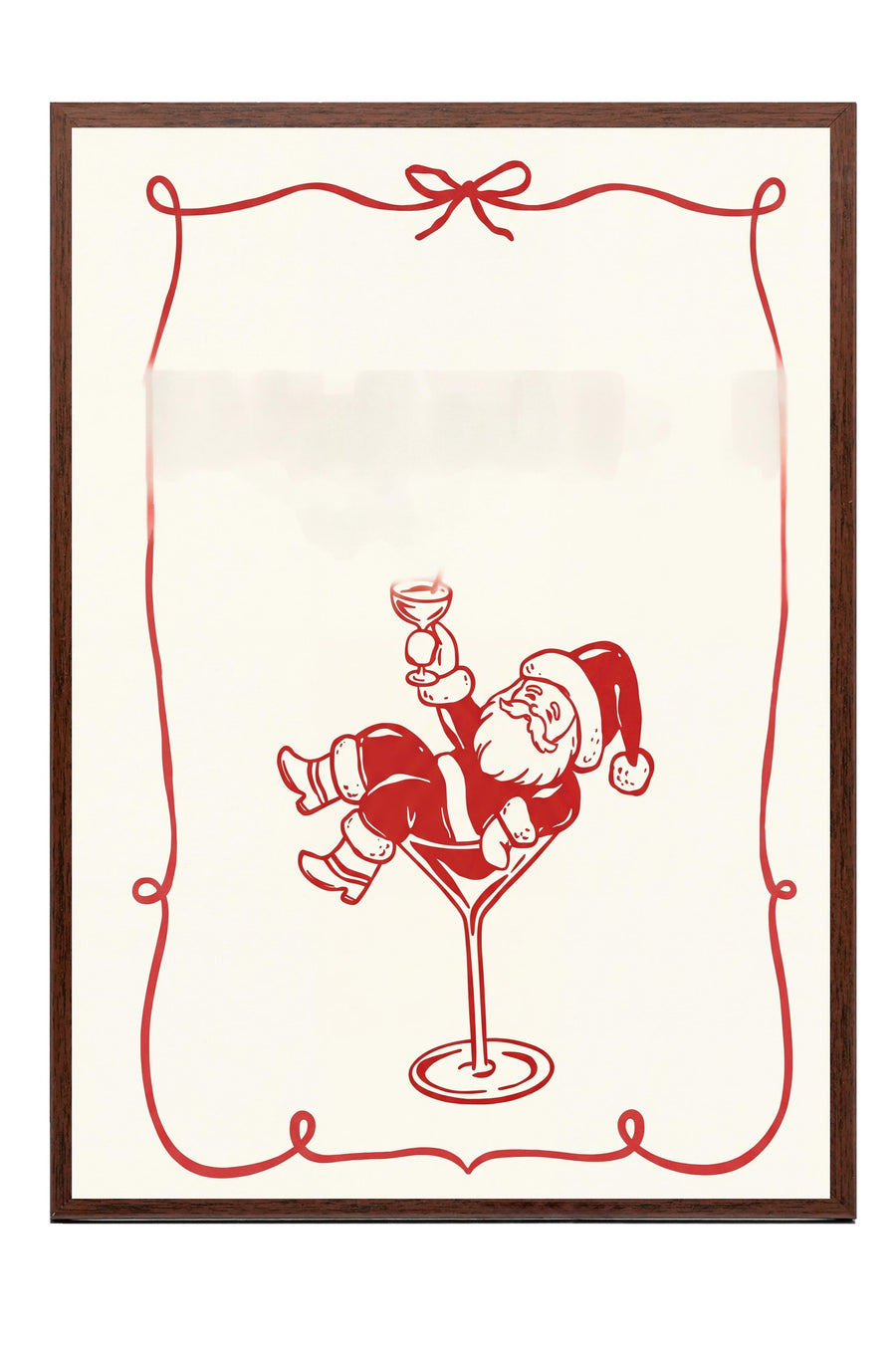 Kadehte Oturan Noel Baba Poster – Kahverengi Çerçeveli Tablo