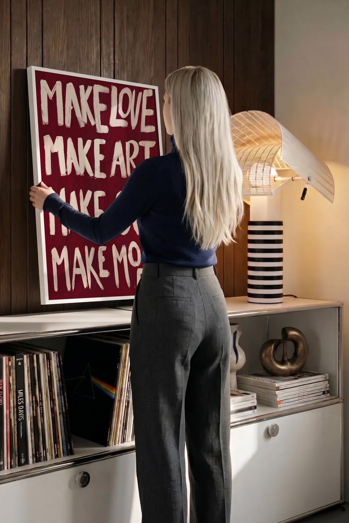 MAKE LOVE MAKE ART MAKE OUT MAKE MONEY Poster – Beyaz Çerçeveli Tablo