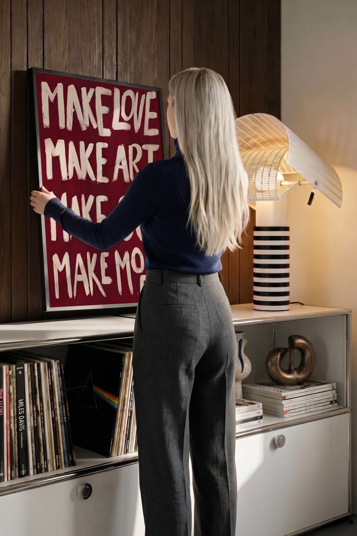 MAKE LOVE MAKE ART MAKE OUT MAKE MONEY Poster – Siyah Çerçeveli Tablo