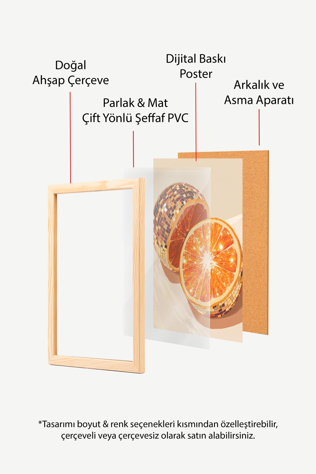 Disko Portakal Parıltısı Poster – Ahşap Çerçeveli Tablo