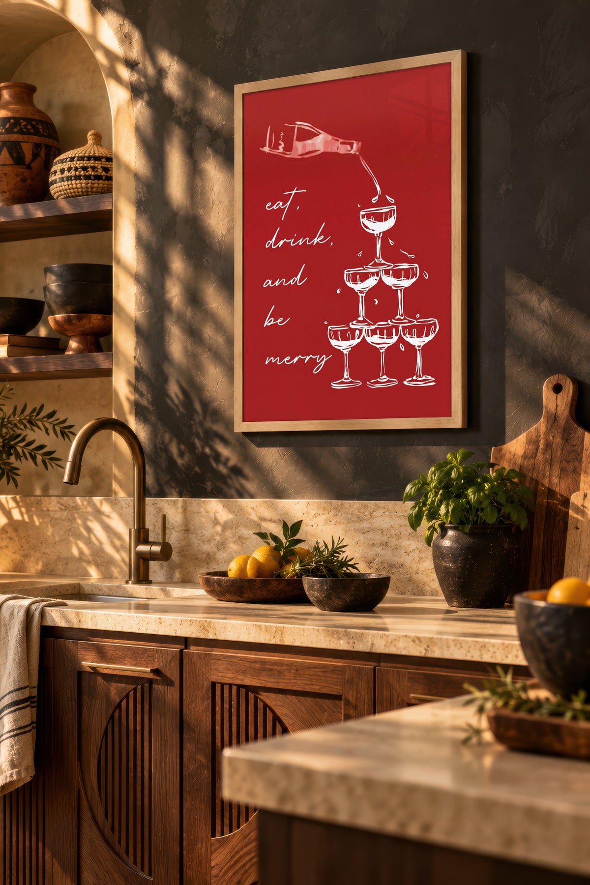 eat, drink, and be merry Poster – Ahşap Çerçeveli Tablo