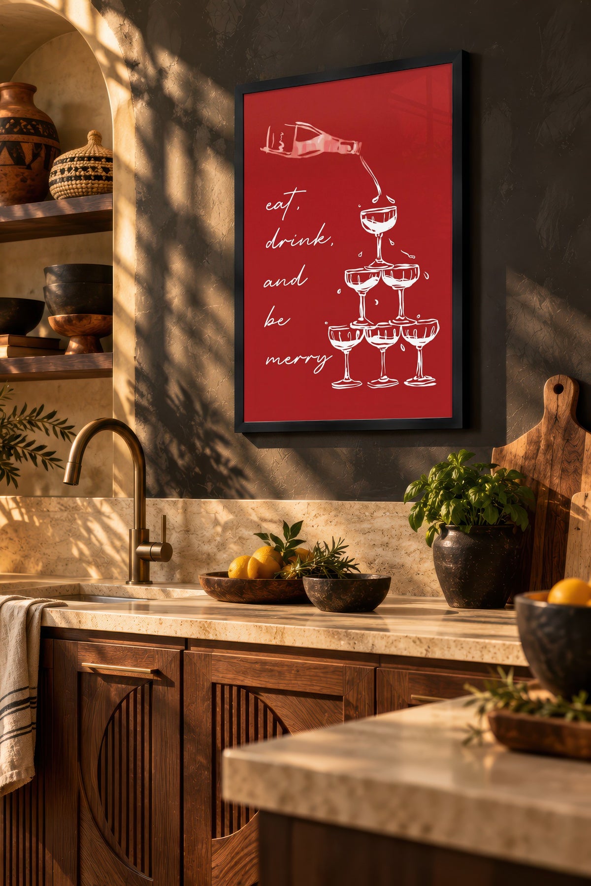 eat, drink, and be merry Poster – Siyah Çerçeveli Tablo