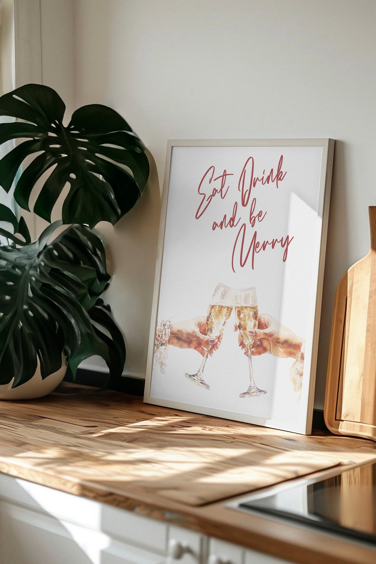 Eat Drink and be Merry Poster – Beyaz Çerçeveli Tablo
