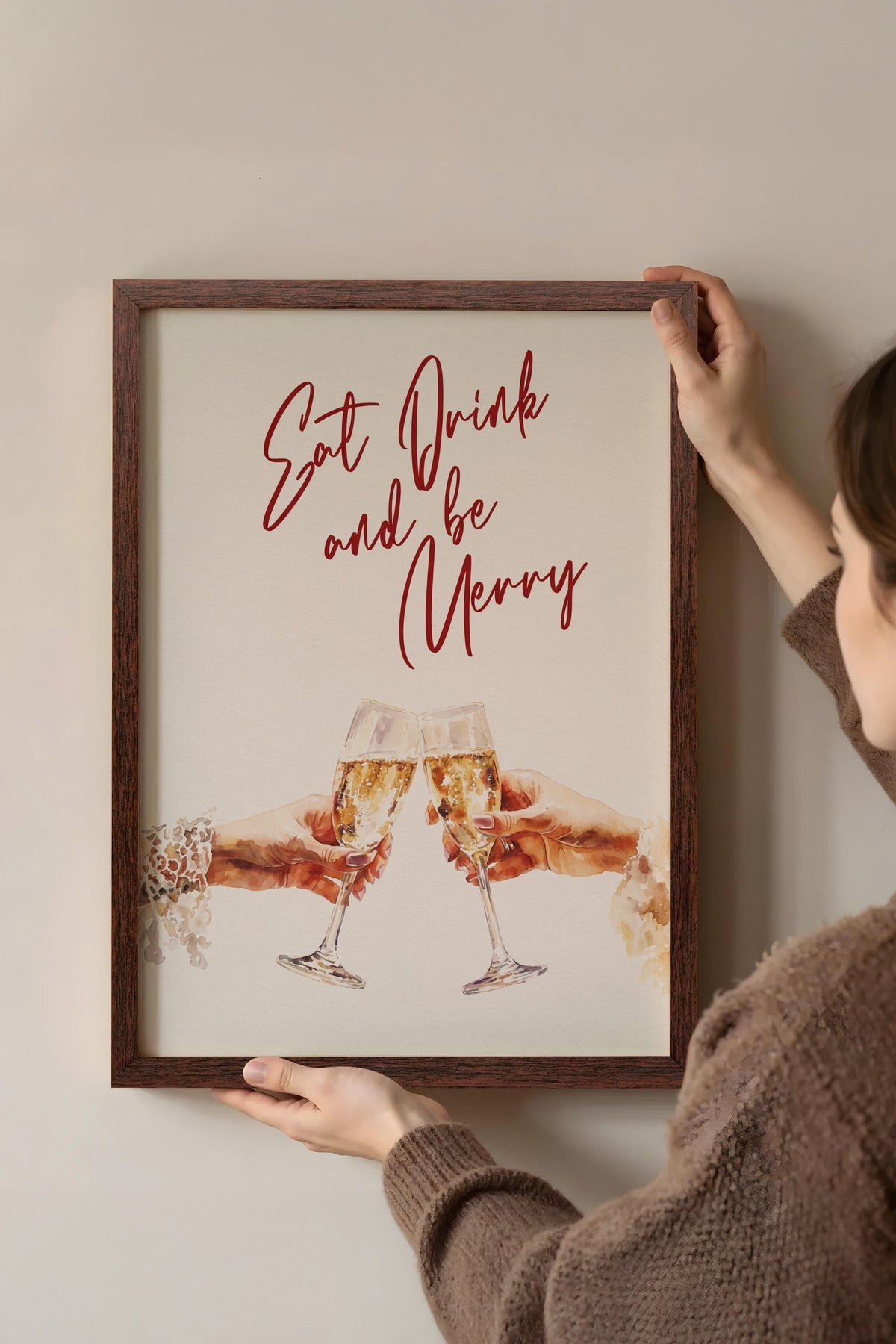 Eat Drink and be Merry Poster – Kahverengi Çerçeveli Tablo