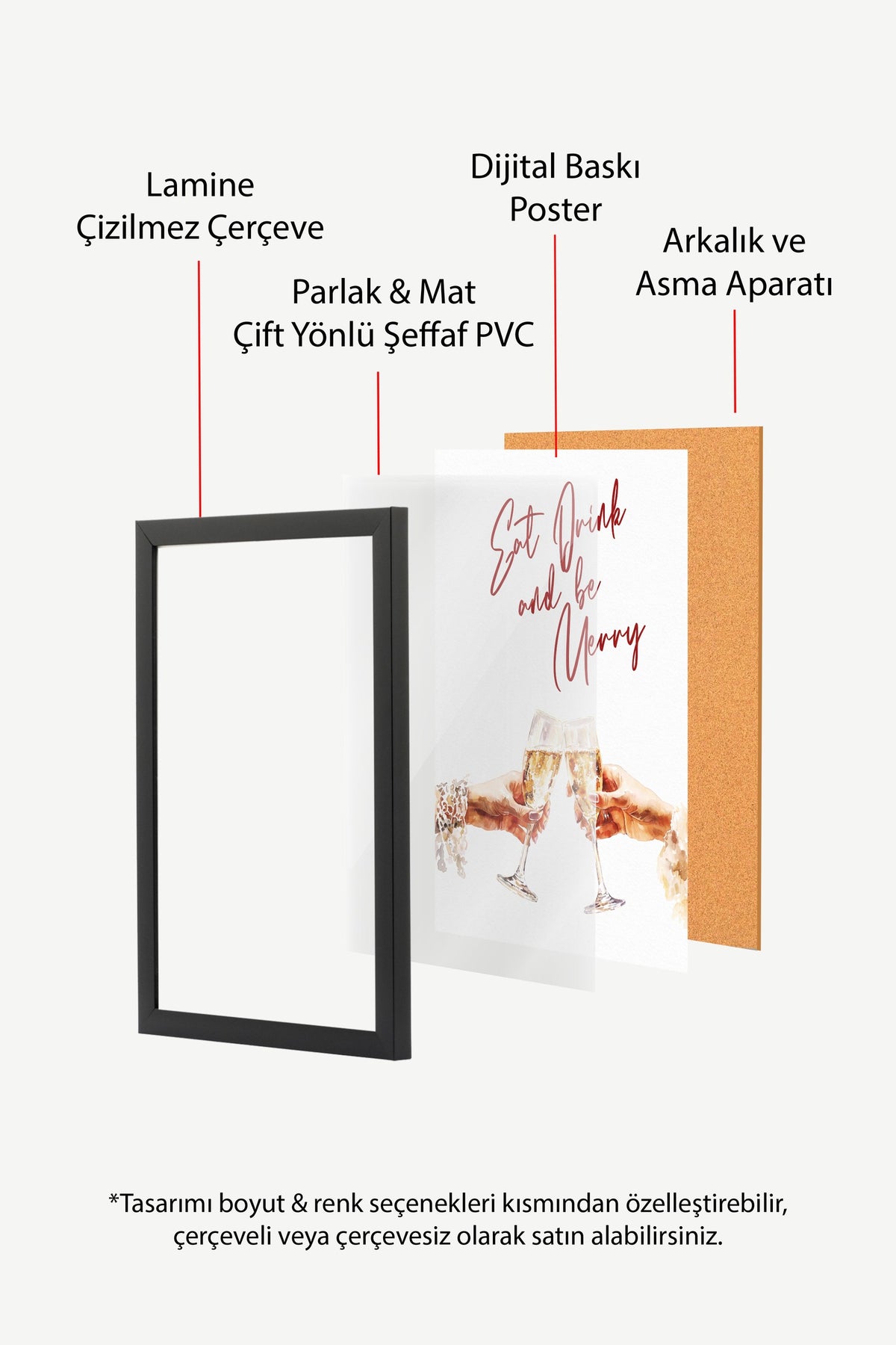 Eat Drink and be Merry Poster – Siyah Çerçeveli Tablo