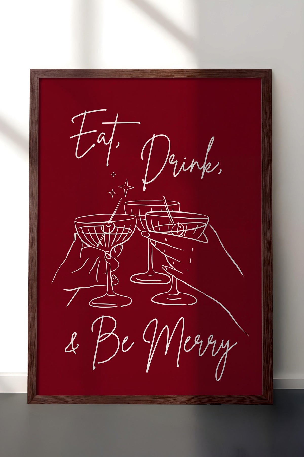 Eat, Drink, & Be Merry Poster – Kahverengi Çerçeveli Tablo