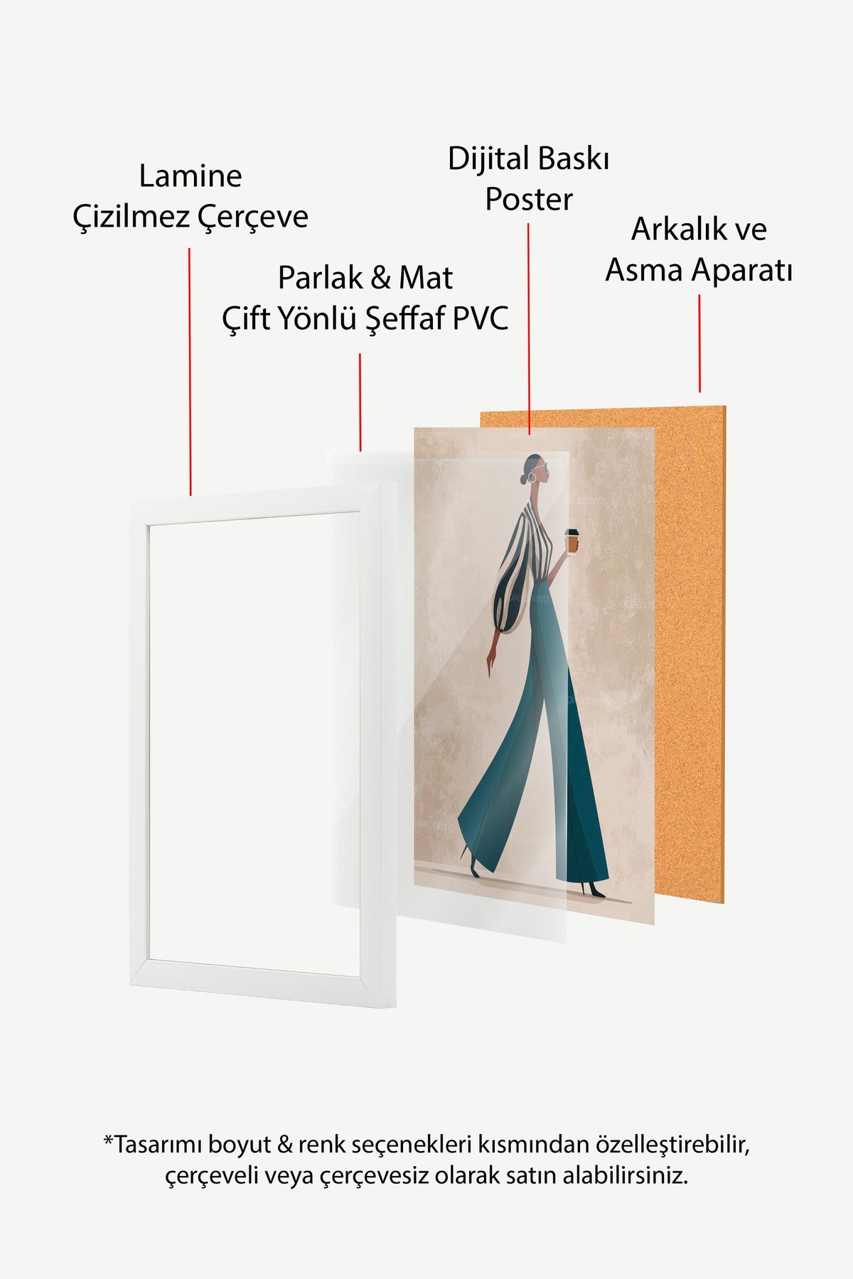 Stil Sahibi Kadın Figürü Poster – Beyaz Çerçeveli Tablo