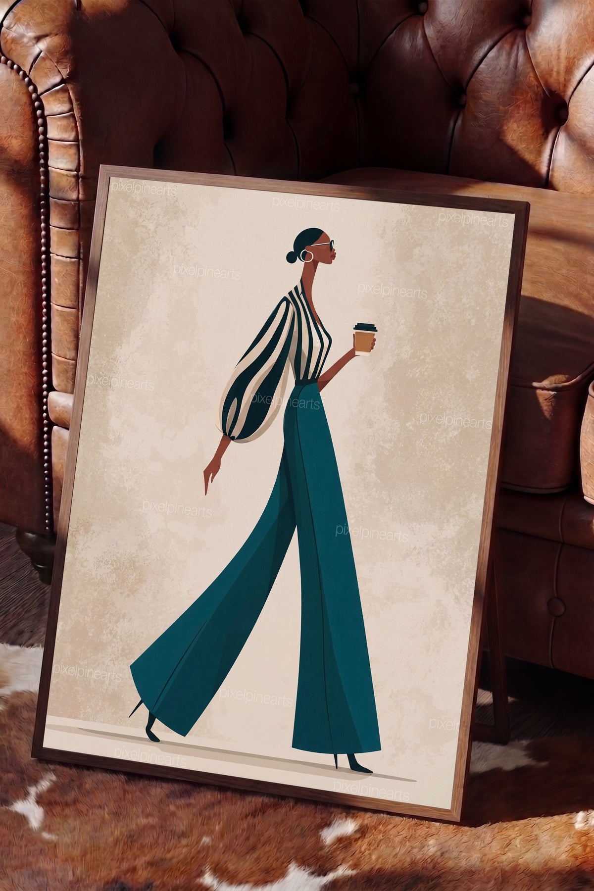 Stil Sahibi Kadın Figürü Poster – Kahverengi Çerçeveli Tablo