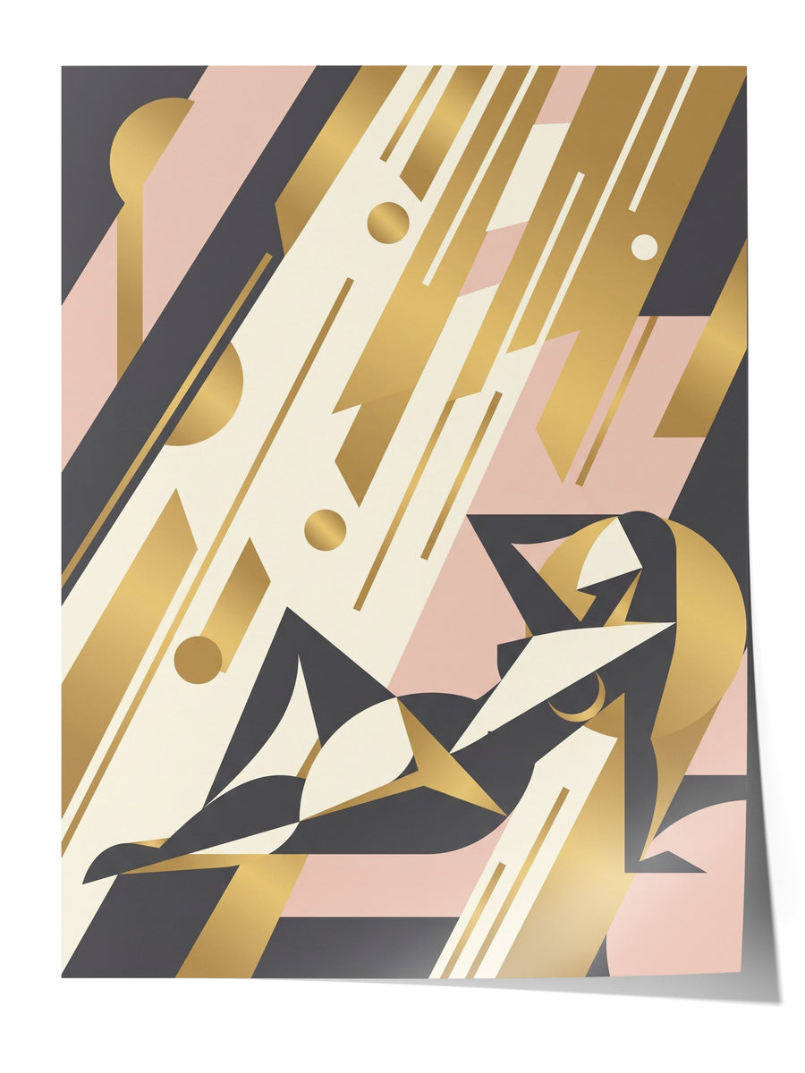 Art Deco Kadın Figürü Çerçevesiz Poster