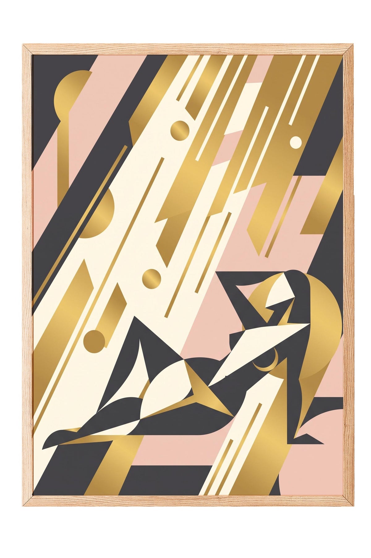 Art Deco Kadın Figürü Poster – Ahşap Çerçeveli Tablo