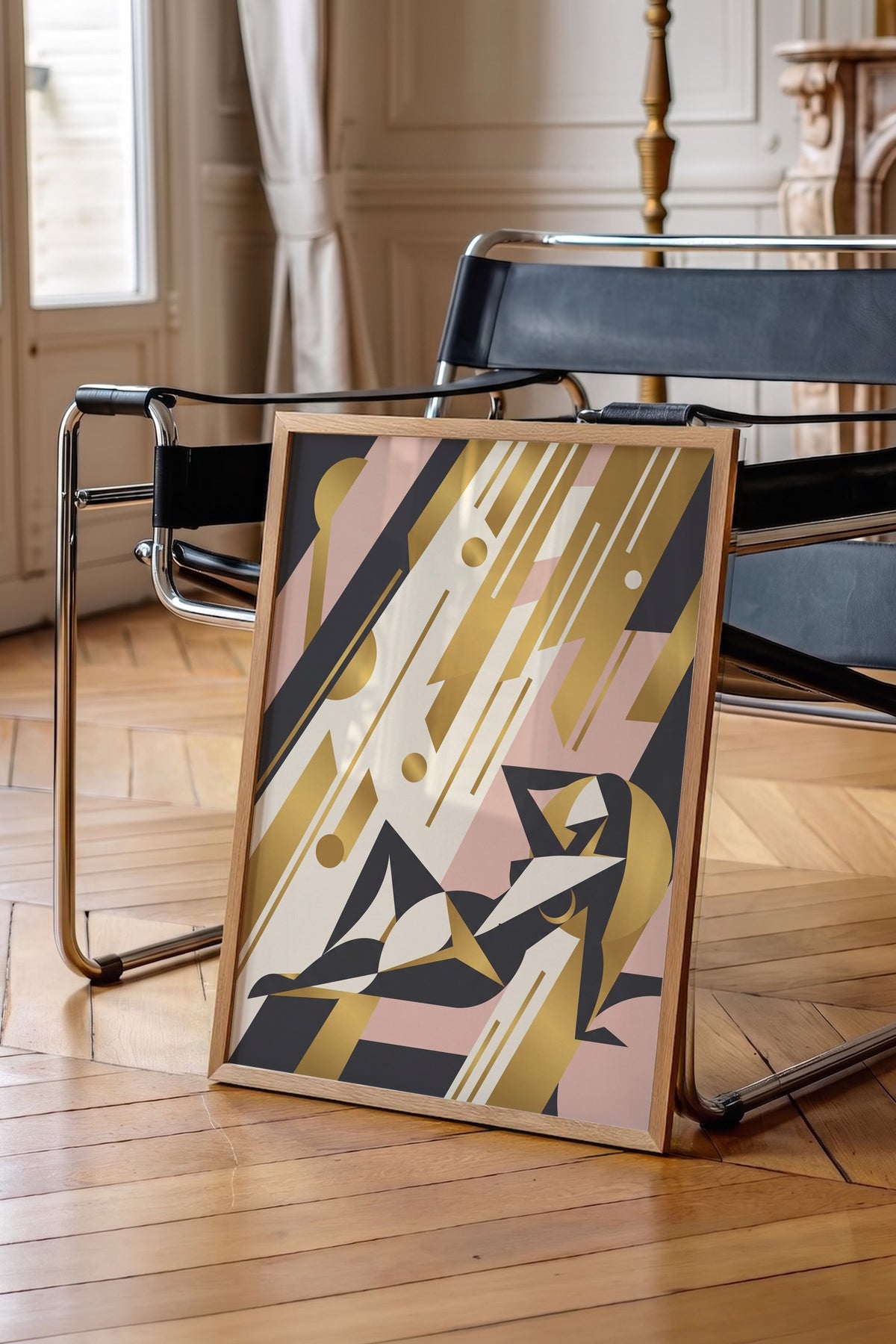 Art Deco Kadın Figürü Poster – Ahşap Çerçeveli Tablo
