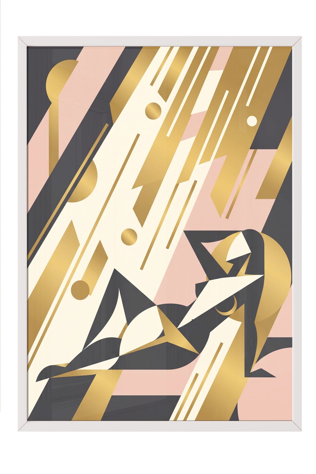 Art Deco Kadın Figürü Poster – Beyaz Çerçeveli Tablo