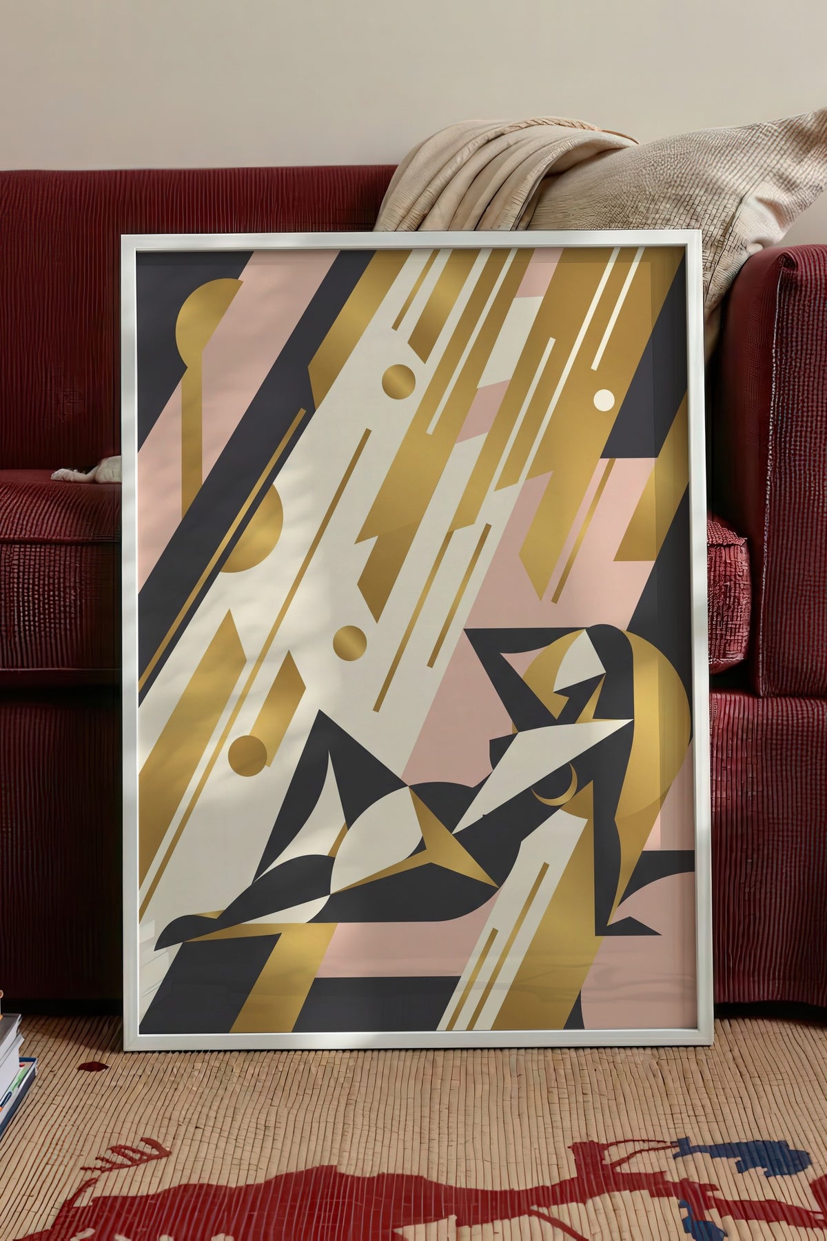 Art Deco Kadın Figürü Poster – Beyaz Çerçeveli Tablo