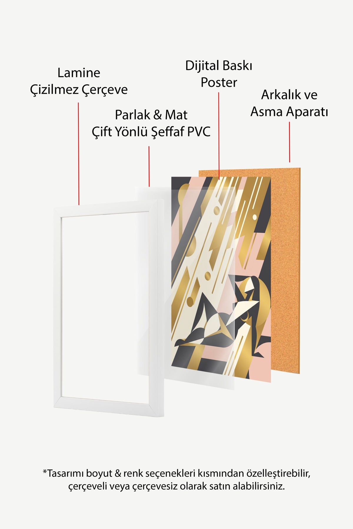 Art Deco Kadın Figürü Poster – Beyaz Çerçeveli Tablo