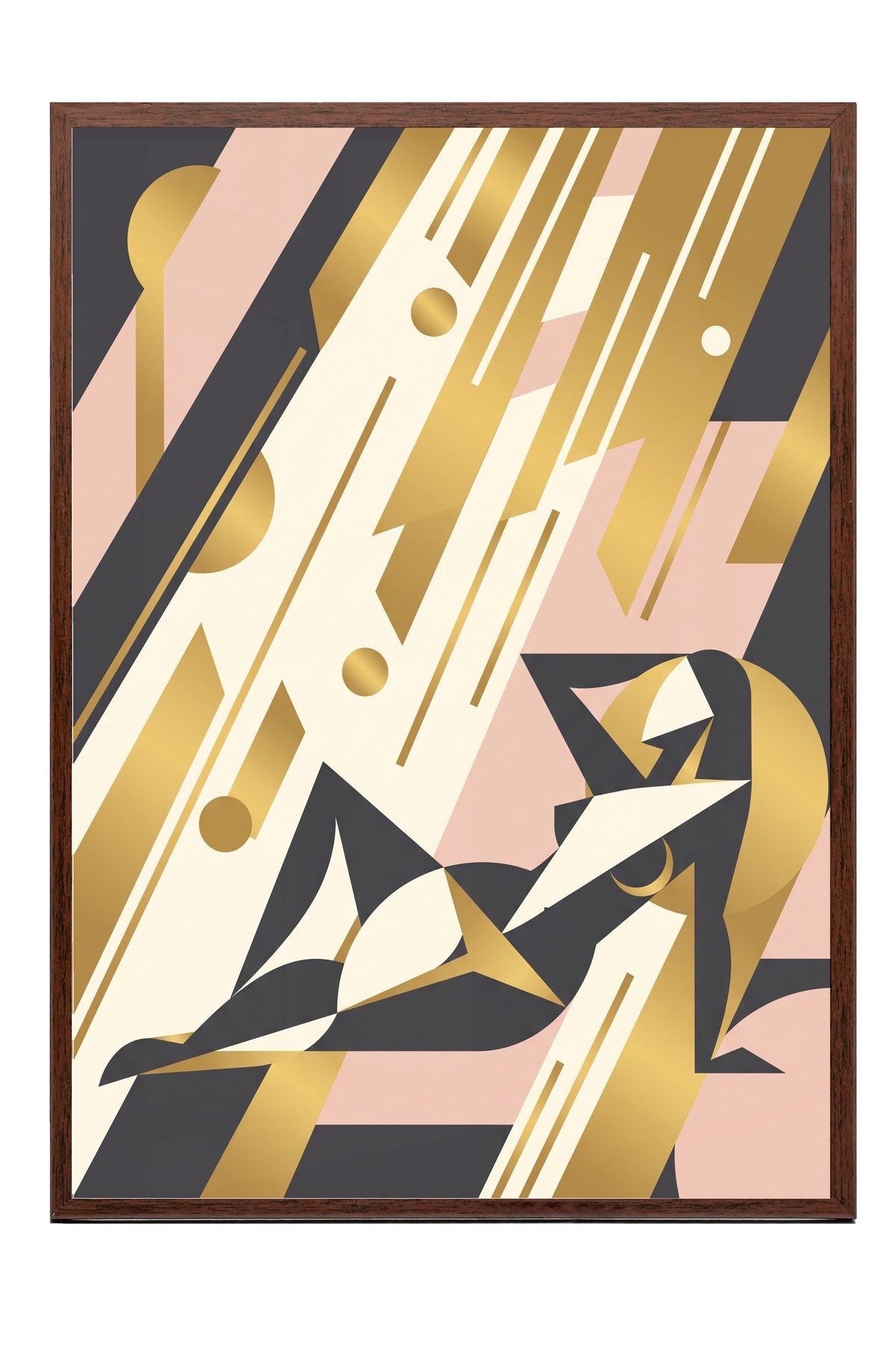 Art Deco Kadın Figürü Poster – Kahverengi Çerçeveli Tablo