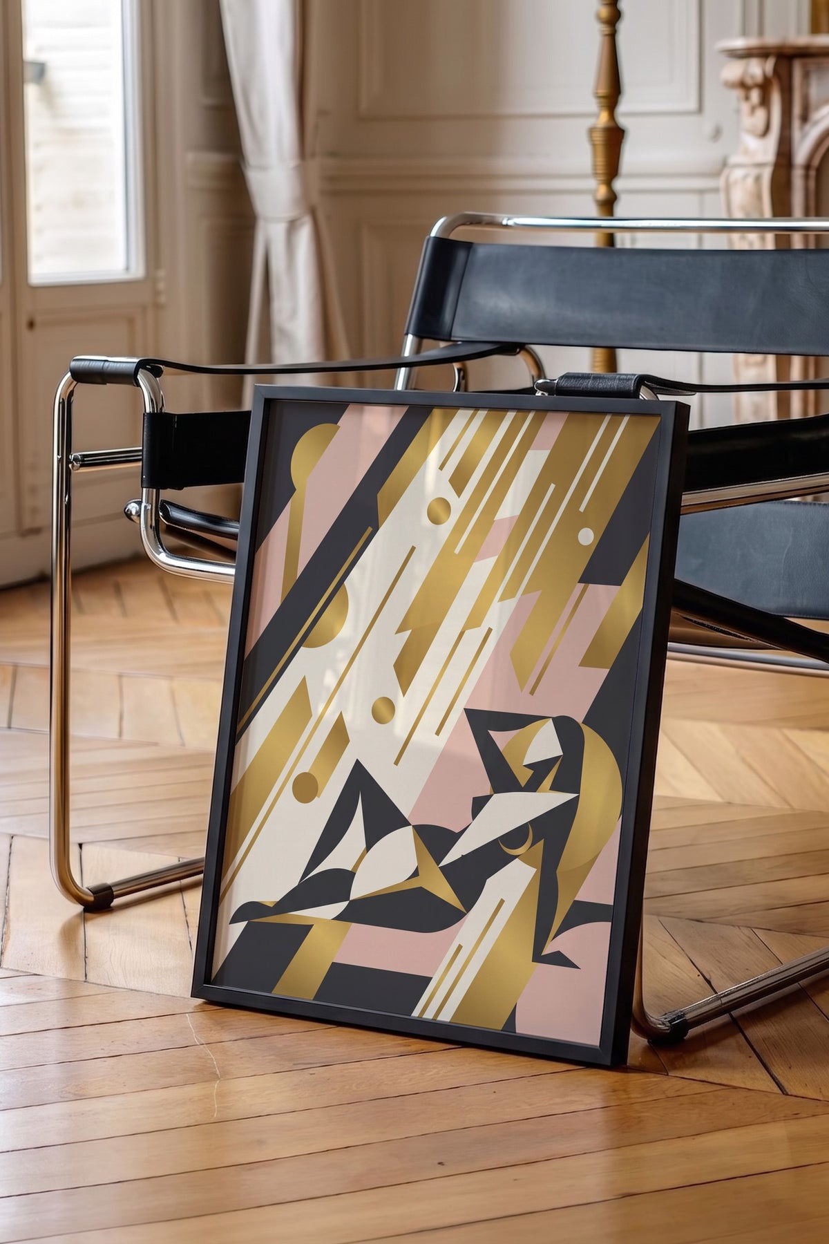 Art Deco Kadın Figürü Poster – Siyah Çerçeveli Tablo