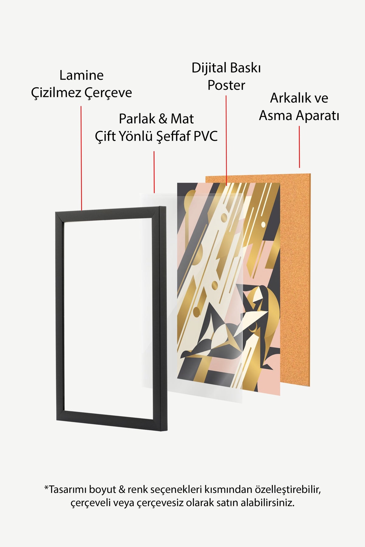Art Deco Kadın Figürü Poster – Siyah Çerçeveli Tablo