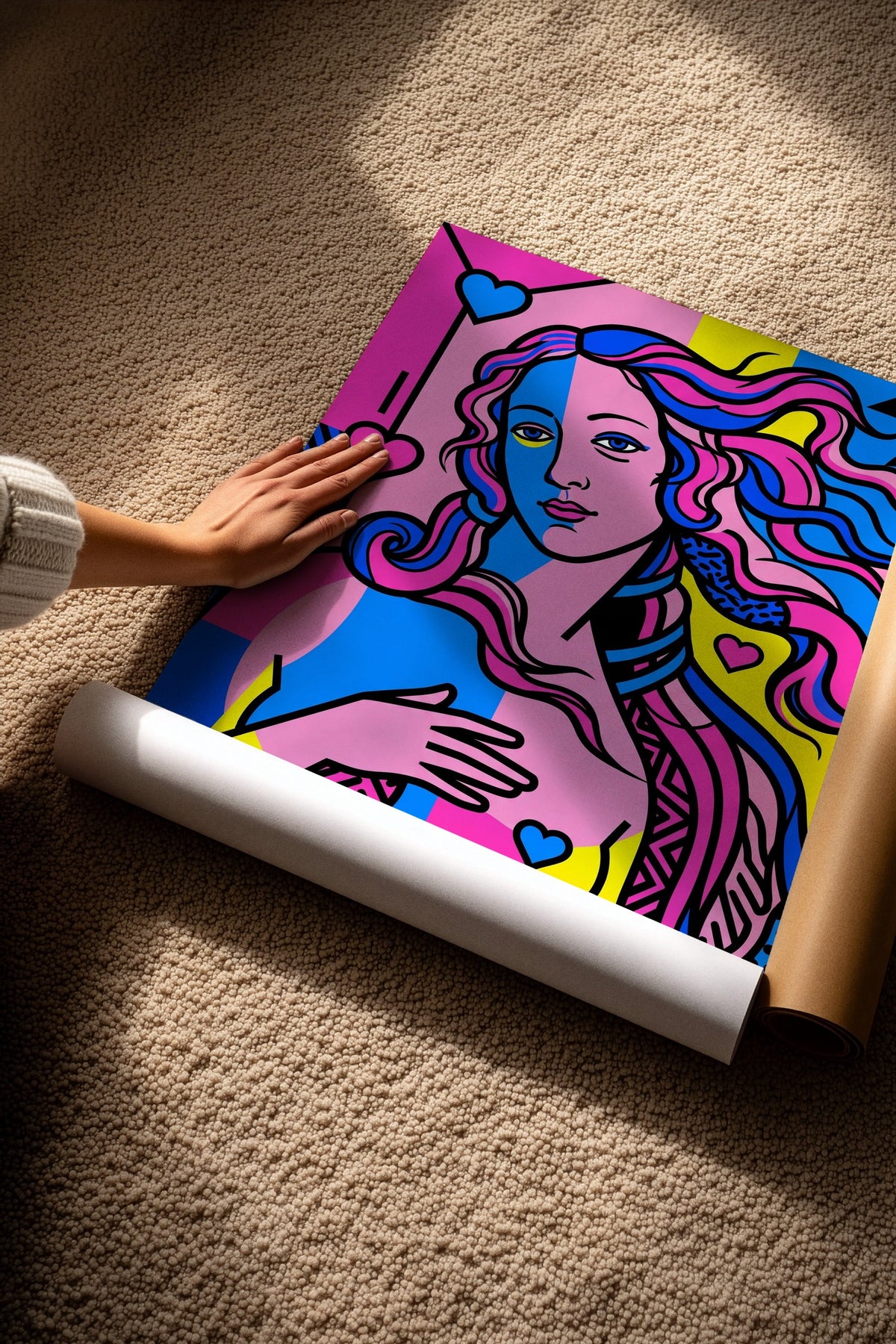 Renkli Pop Art Kadın Figürü Çerçevesiz Poster