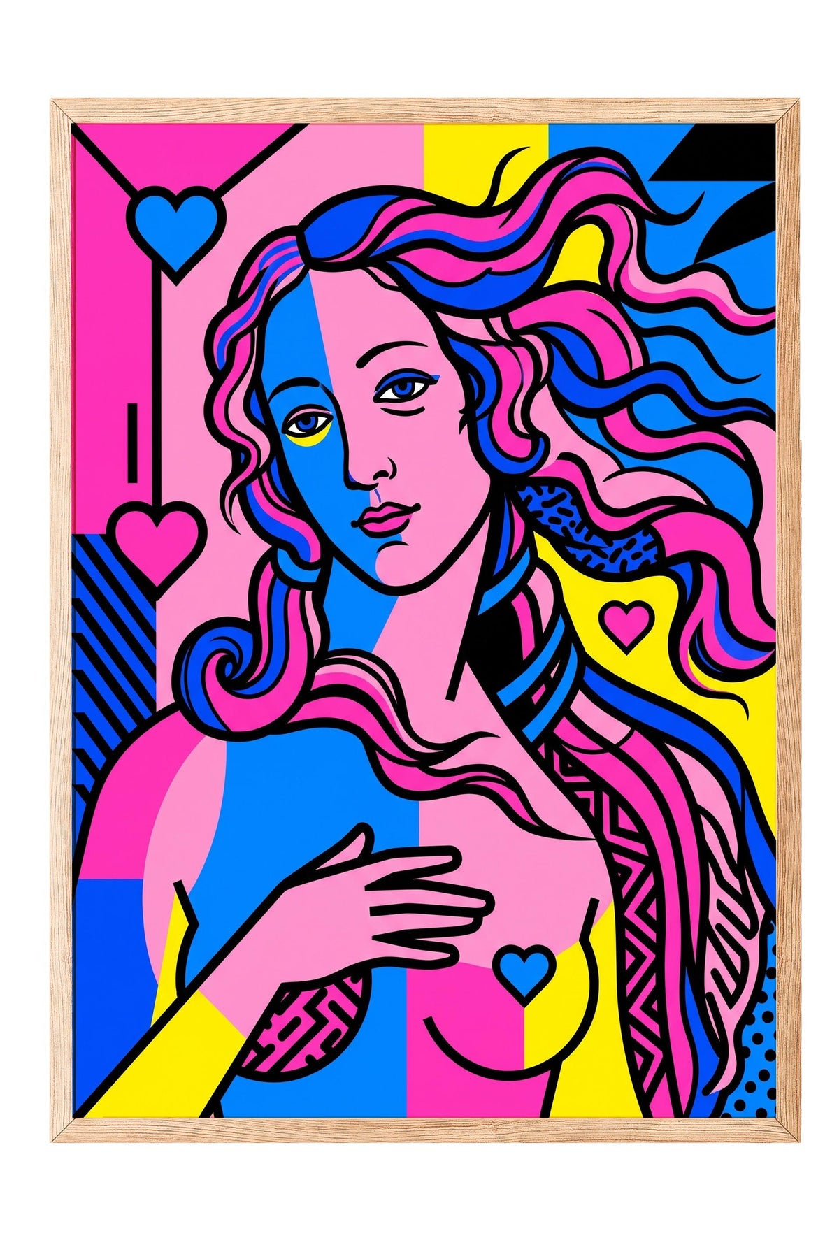 Renkli Pop Art Kadın Figürü Poster – Ahşap Çerçeveli Tablo