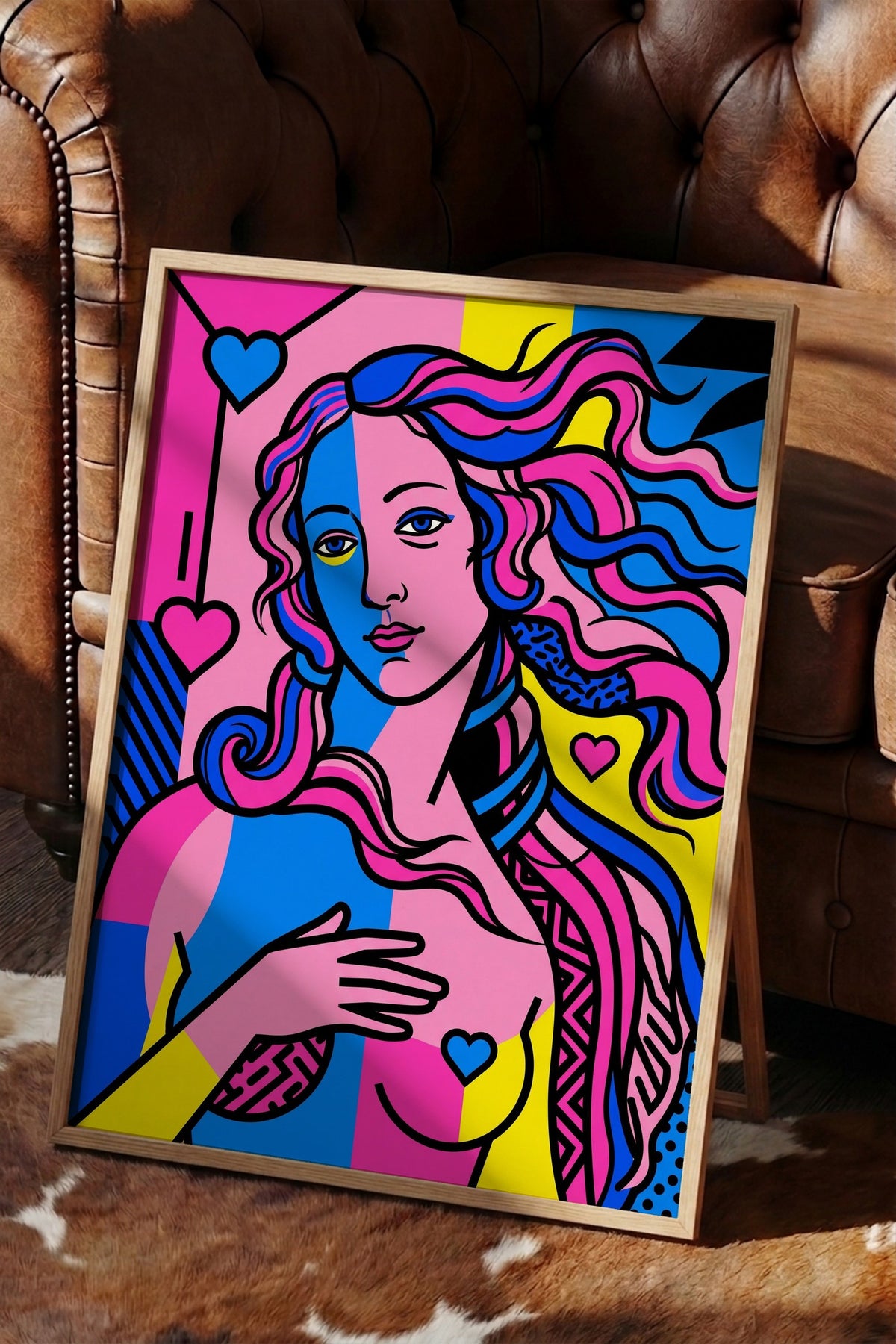 Renkli Pop Art Kadın Figürü Poster – Ahşap Çerçeveli Tablo