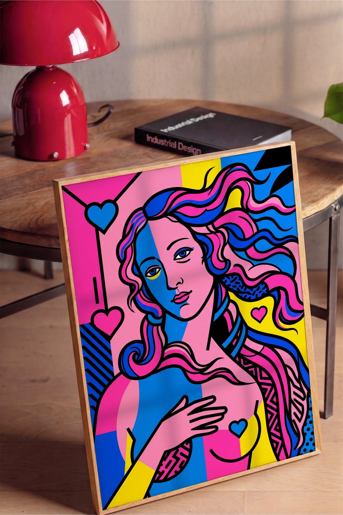 Renkli Pop Art Kadın Figürü Poster – Ahşap Çerçeveli Tablo