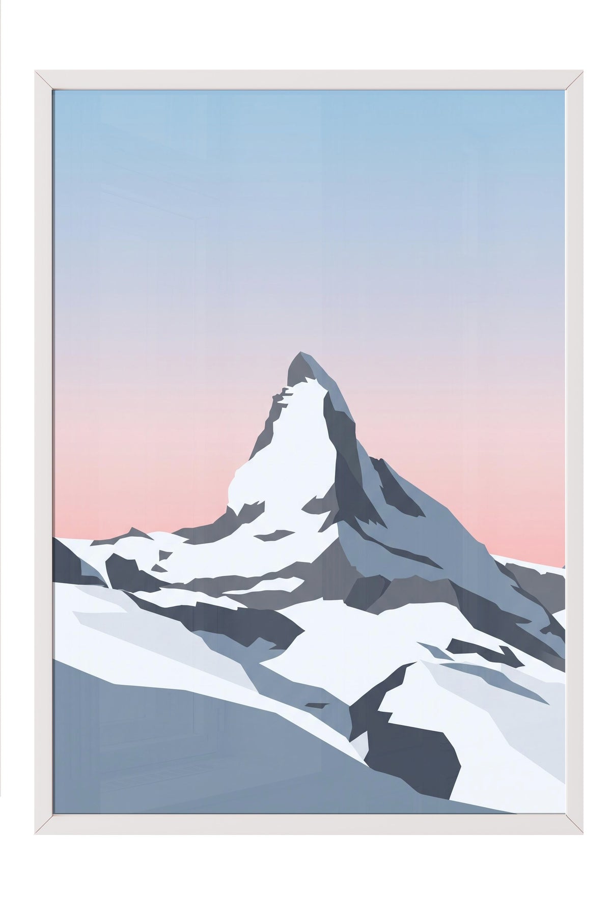 Dağ Zirvesi Minimalist Poster – Beyaz Çerçeveli Tablo