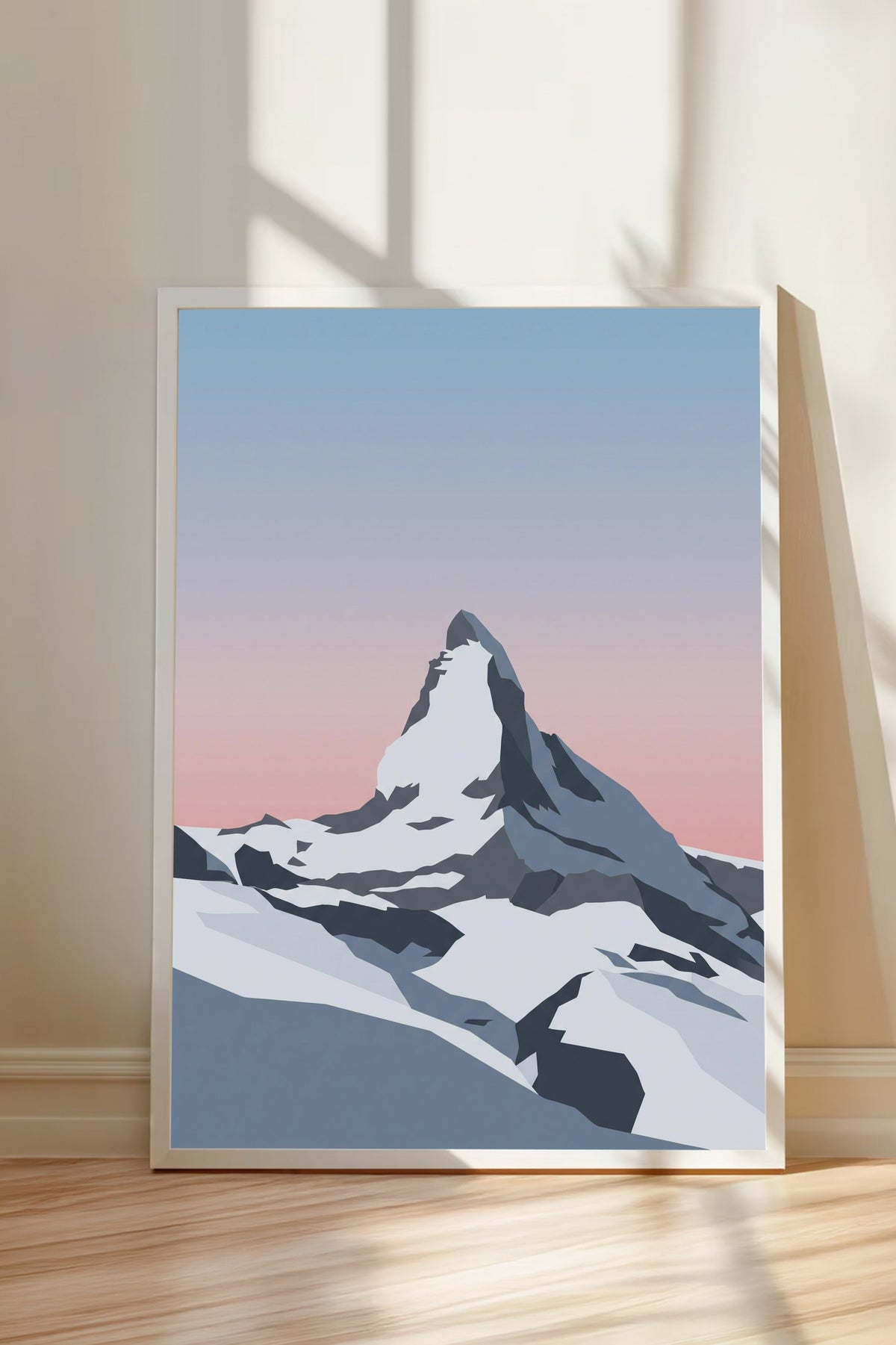Dağ Zirvesi Minimalist Poster – Beyaz Çerçeveli Tablo