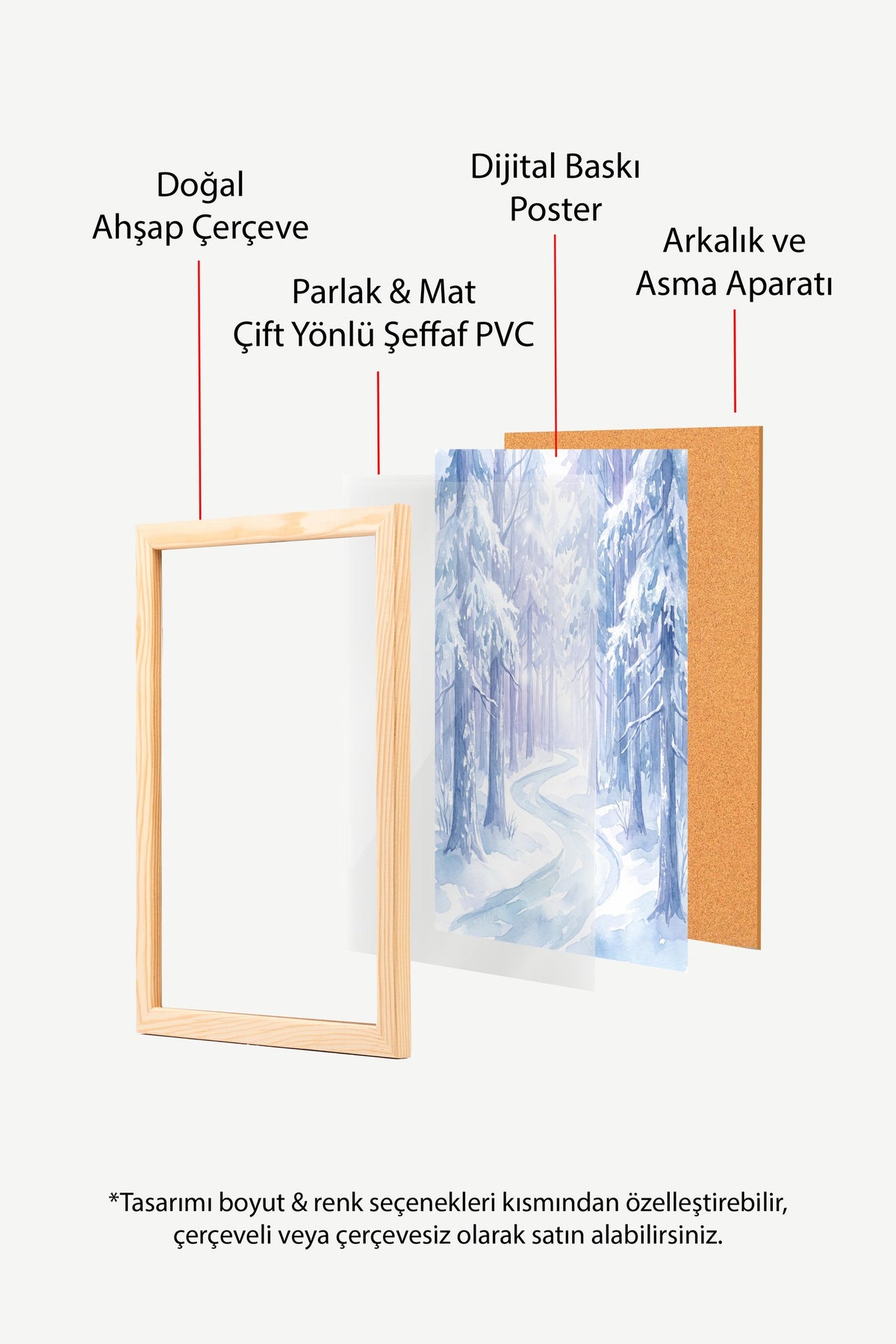Kış Manzaralı Orman Poster – Ahşap Çerçeveli Tablo