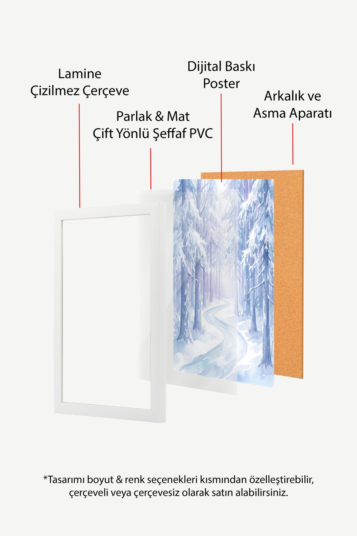 Kış Manzaralı Orman Poster – Beyaz Çerçeveli Tablo
