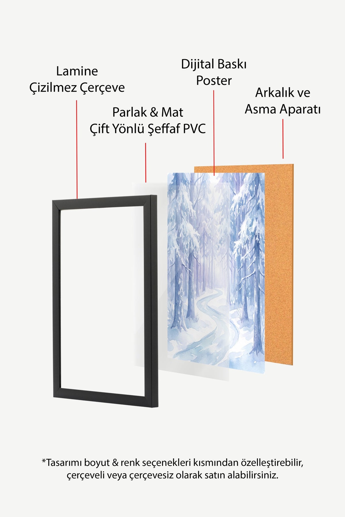 Kış Manzaralı Orman Poster – Siyah Çerçeveli Tablo