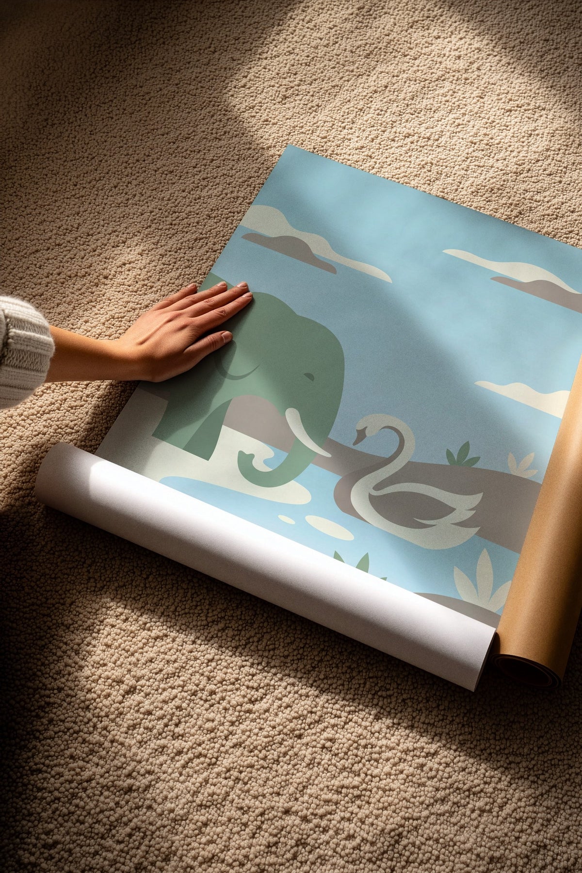 Fil ve Kuğu Minimalist Çerçevesiz Poster