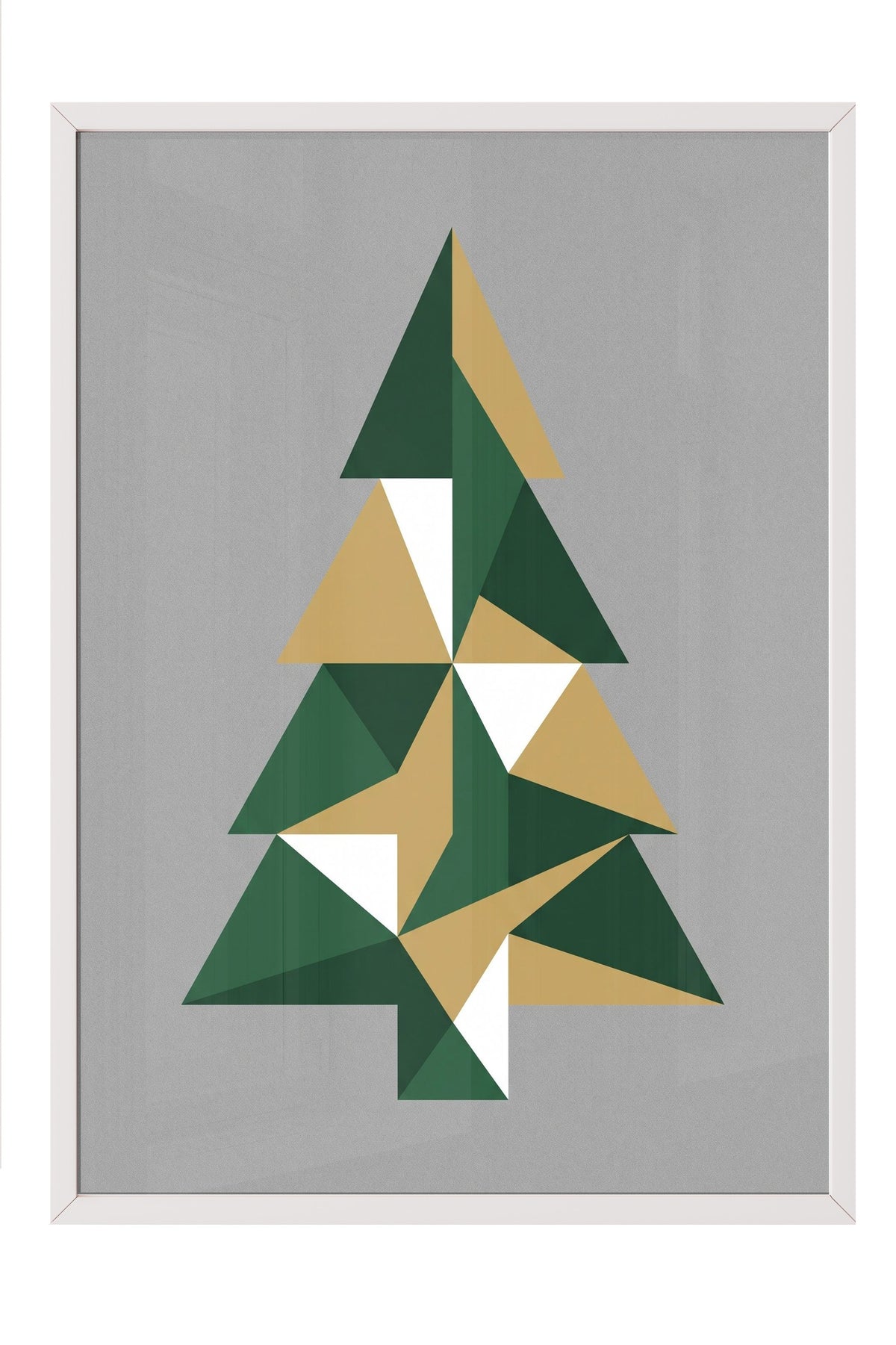 Geometrik Ağaç Deseni Poster – Beyaz Çerçeveli Tablo