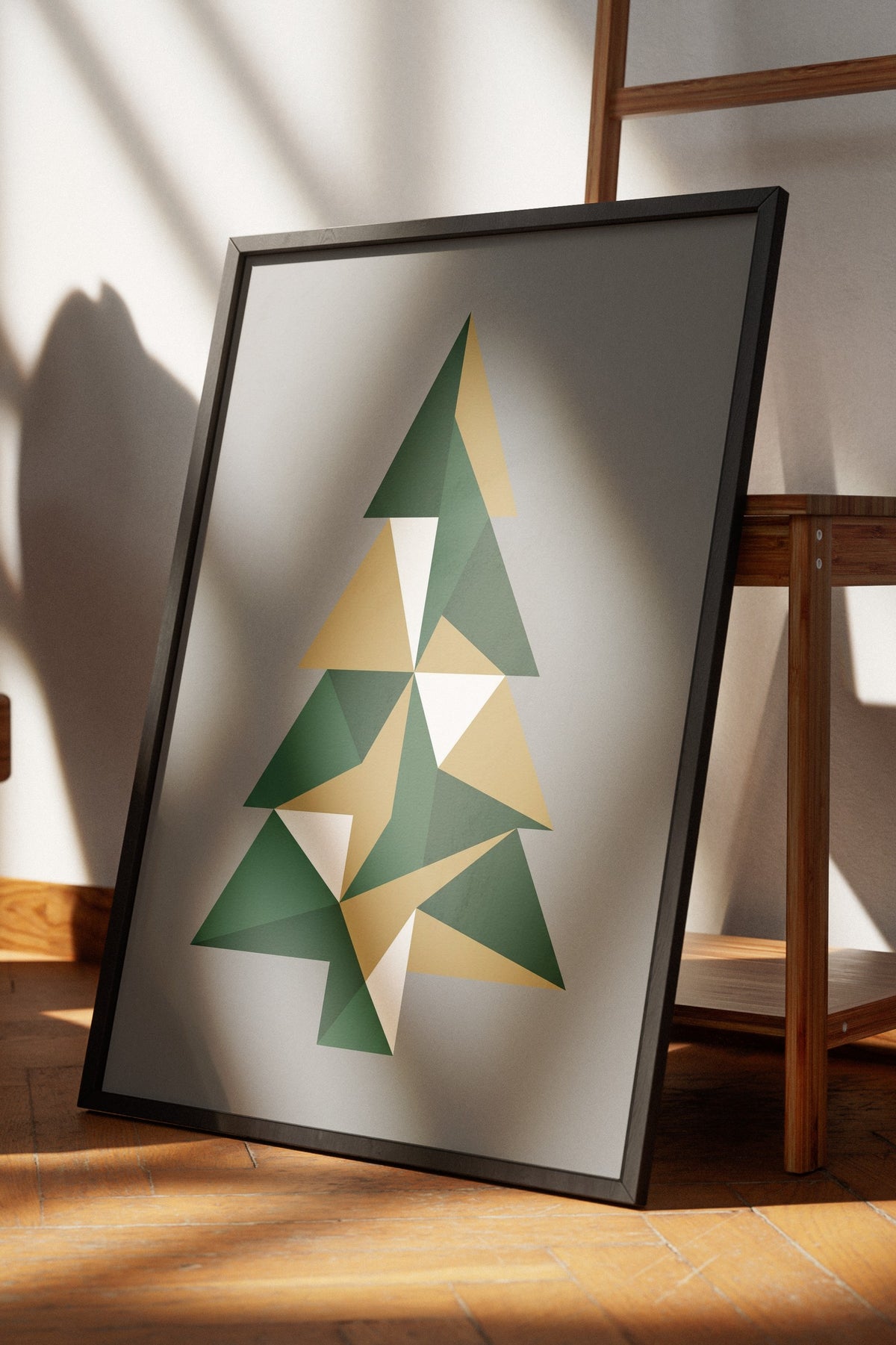 Geometrik Ağaç Deseni Poster – Siyah Çerçeveli Tablo