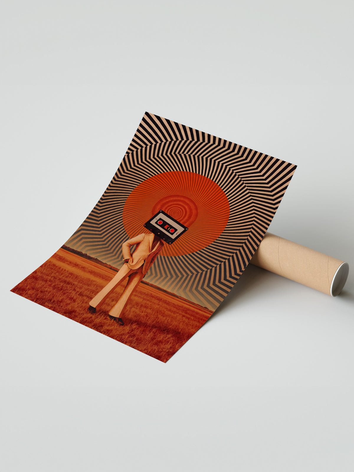 Kaset Kafa Sürreal Kompozisyon Çerçevesiz Poster