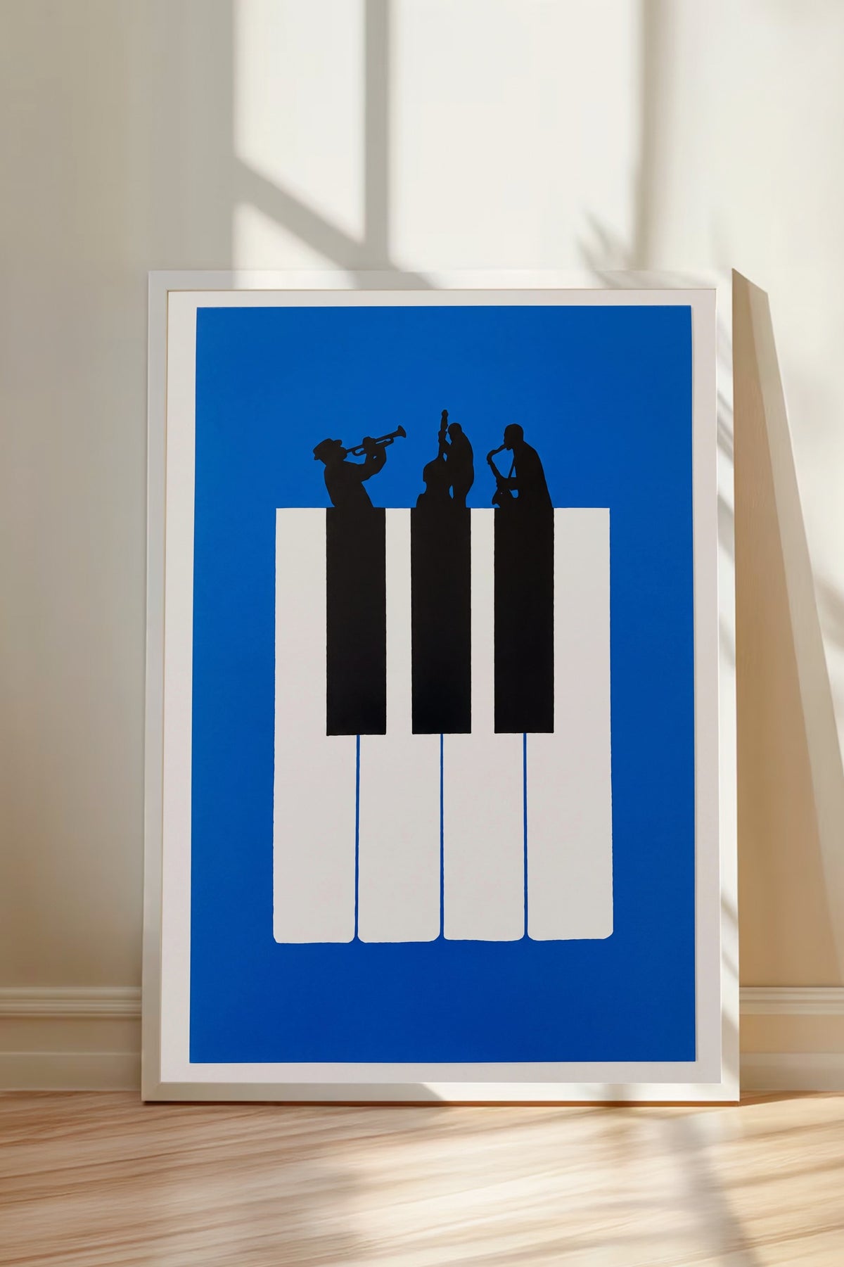 Piyano Tuşları Üzerinde Müzisyenler Poster – Beyaz Çerçeveli Tablo