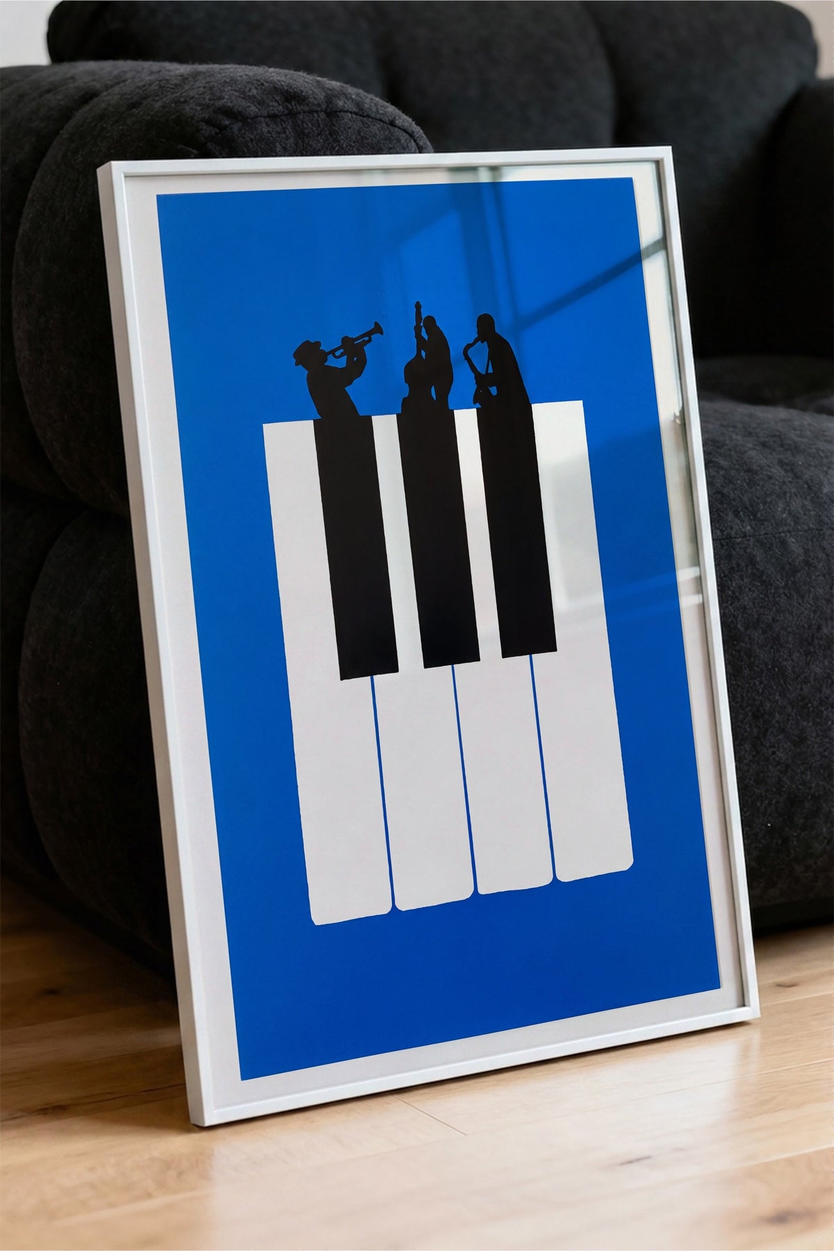 Piyano Tuşları Üzerinde Müzisyenler Poster – Beyaz Çerçeveli Tablo