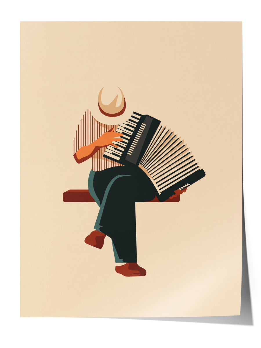 Akordeon Çalan Figür Çerçevesiz Poster
