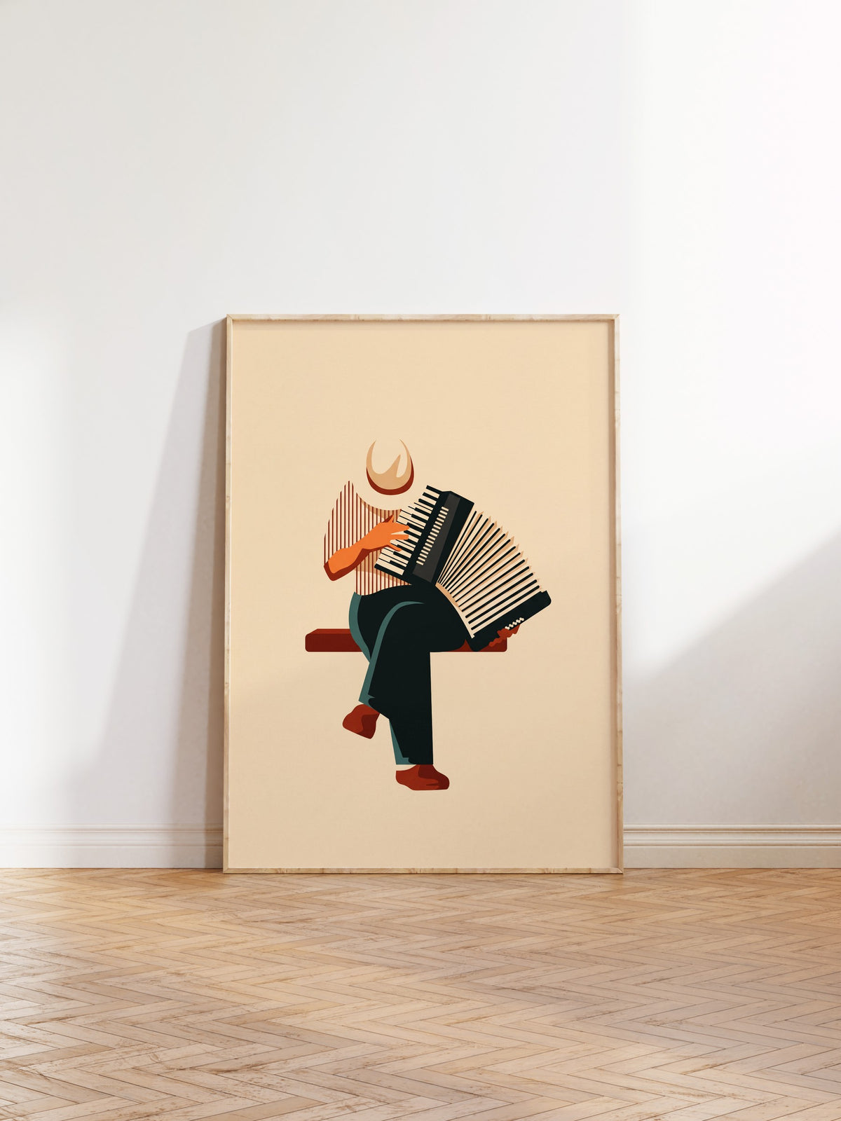 Akordeon Çalan Figür Poster – Ahşap Çerçeveli Tablo