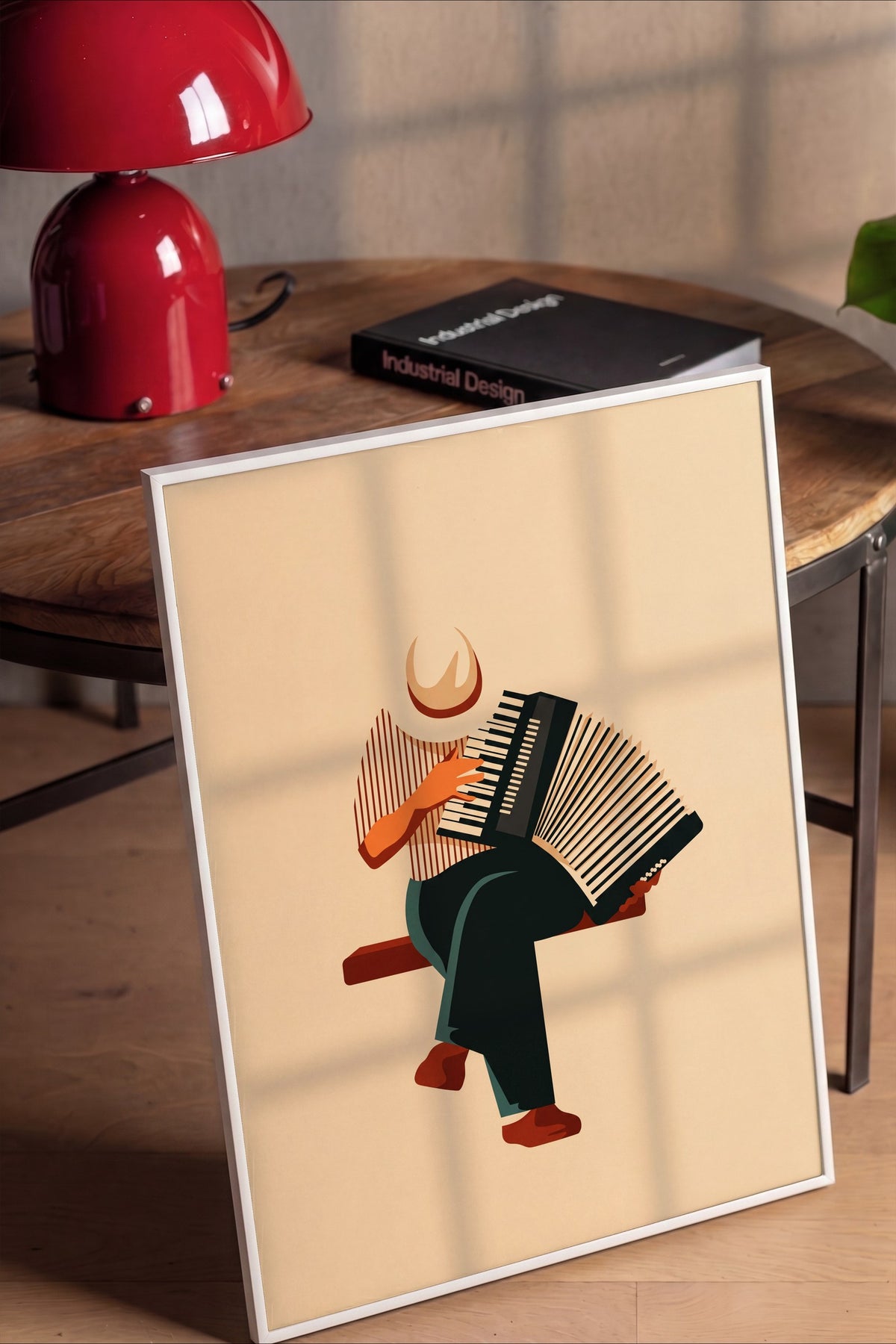Akordeon Çalan Figür Poster – Beyaz Çerçeveli Tablo