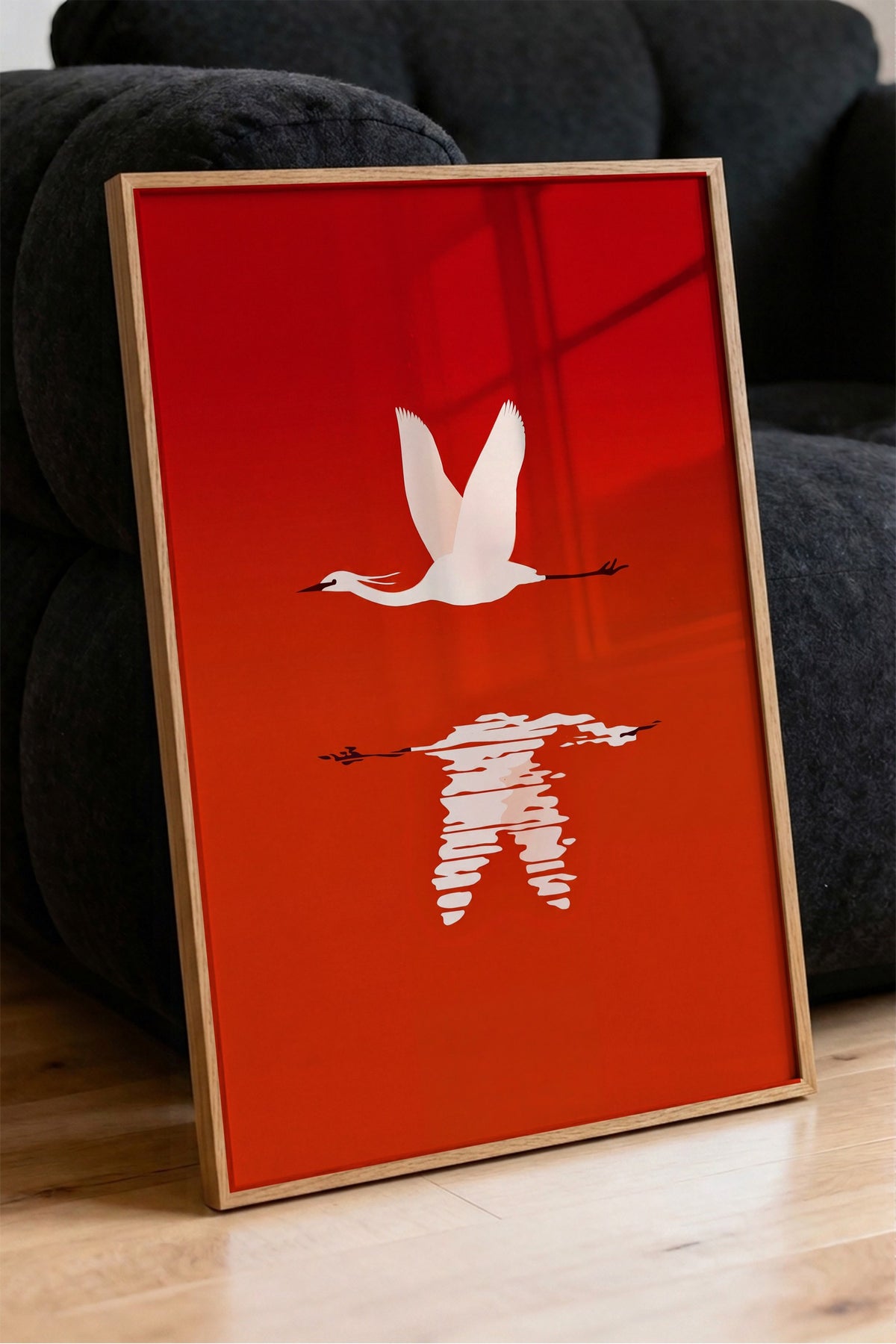 Uçan Kuş Yansıması Poster – Ahşap Çerçeveli Tablo