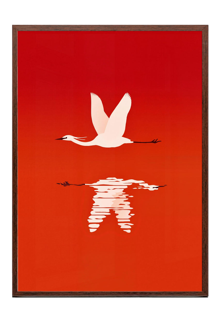 Uçan Kuş Yansıması Poster – Kahverengi Çerçeveli Tablo