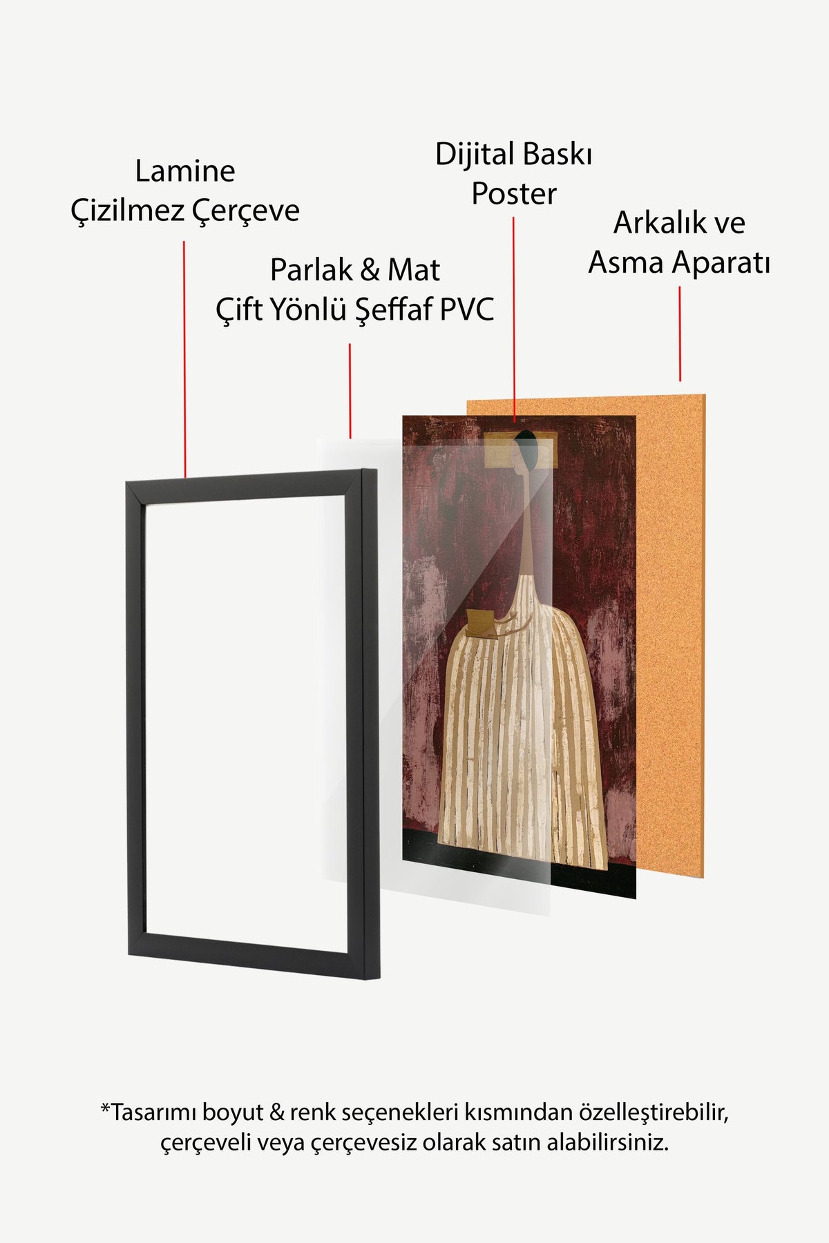 Soyut Oturan Kadın Poster – Siyah Çerçeveli Tablo