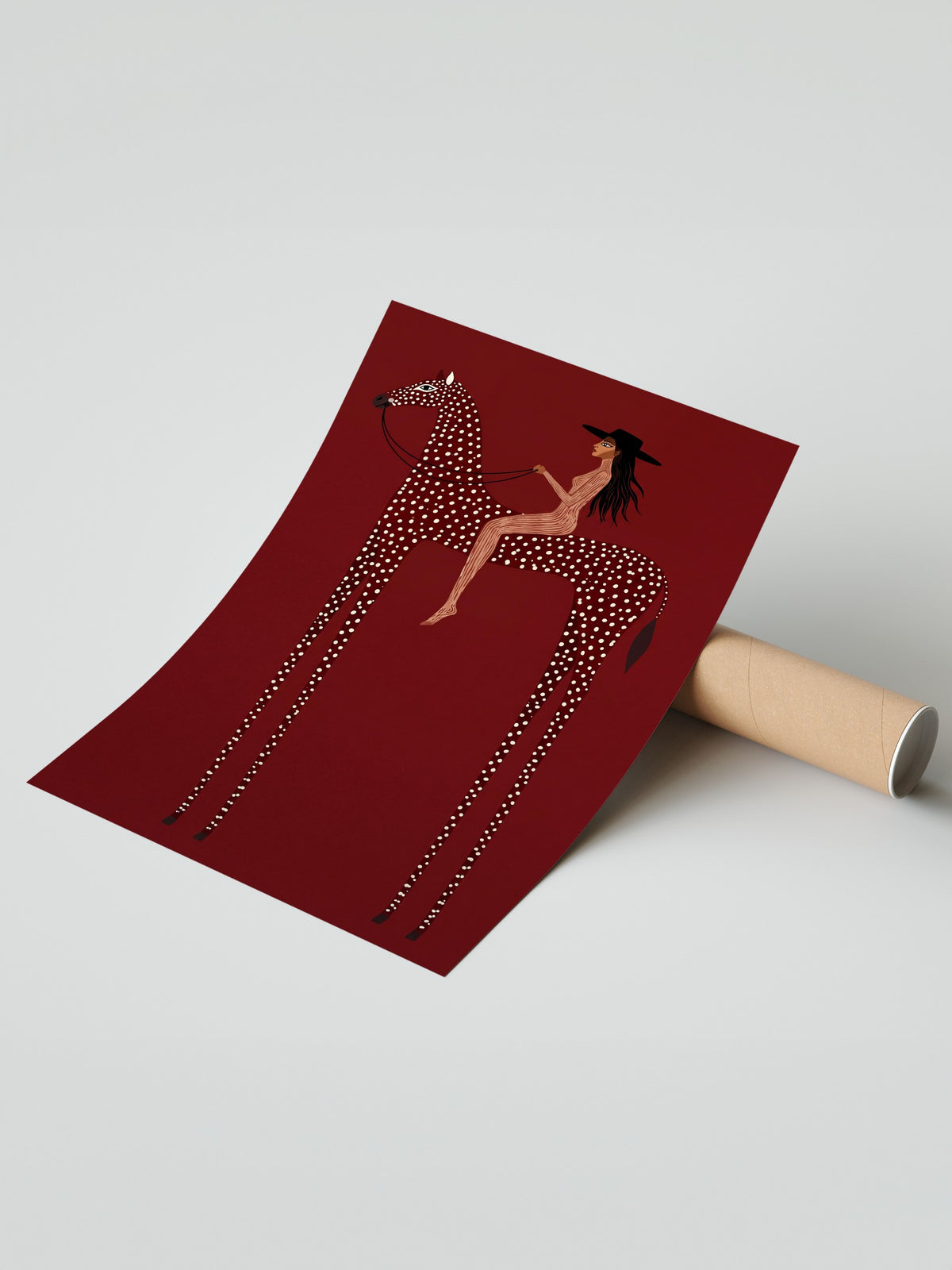 At Üzerinde Kadın Figürü Çerçevesiz Poster