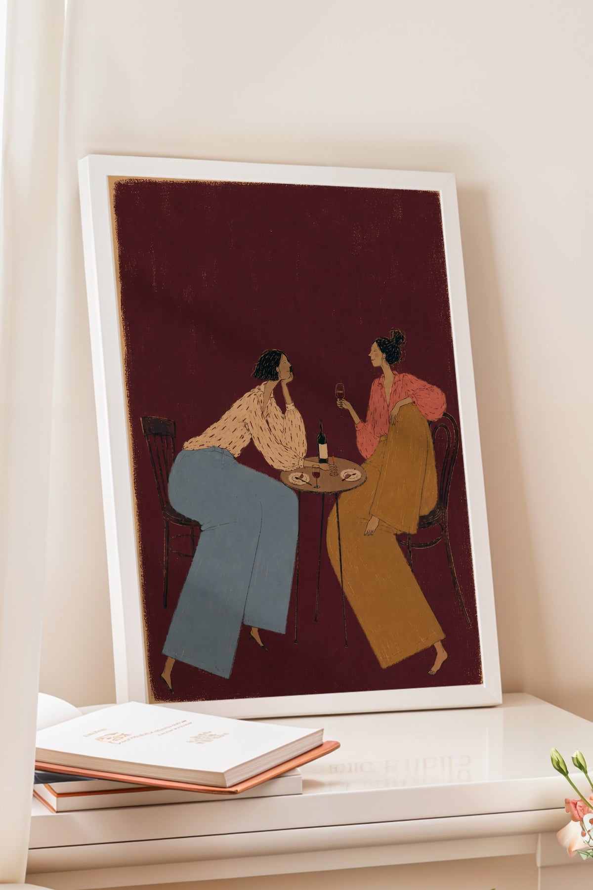 Sohbet Eden Kadınlar Poster – Beyaz Çerçeveli Tablo