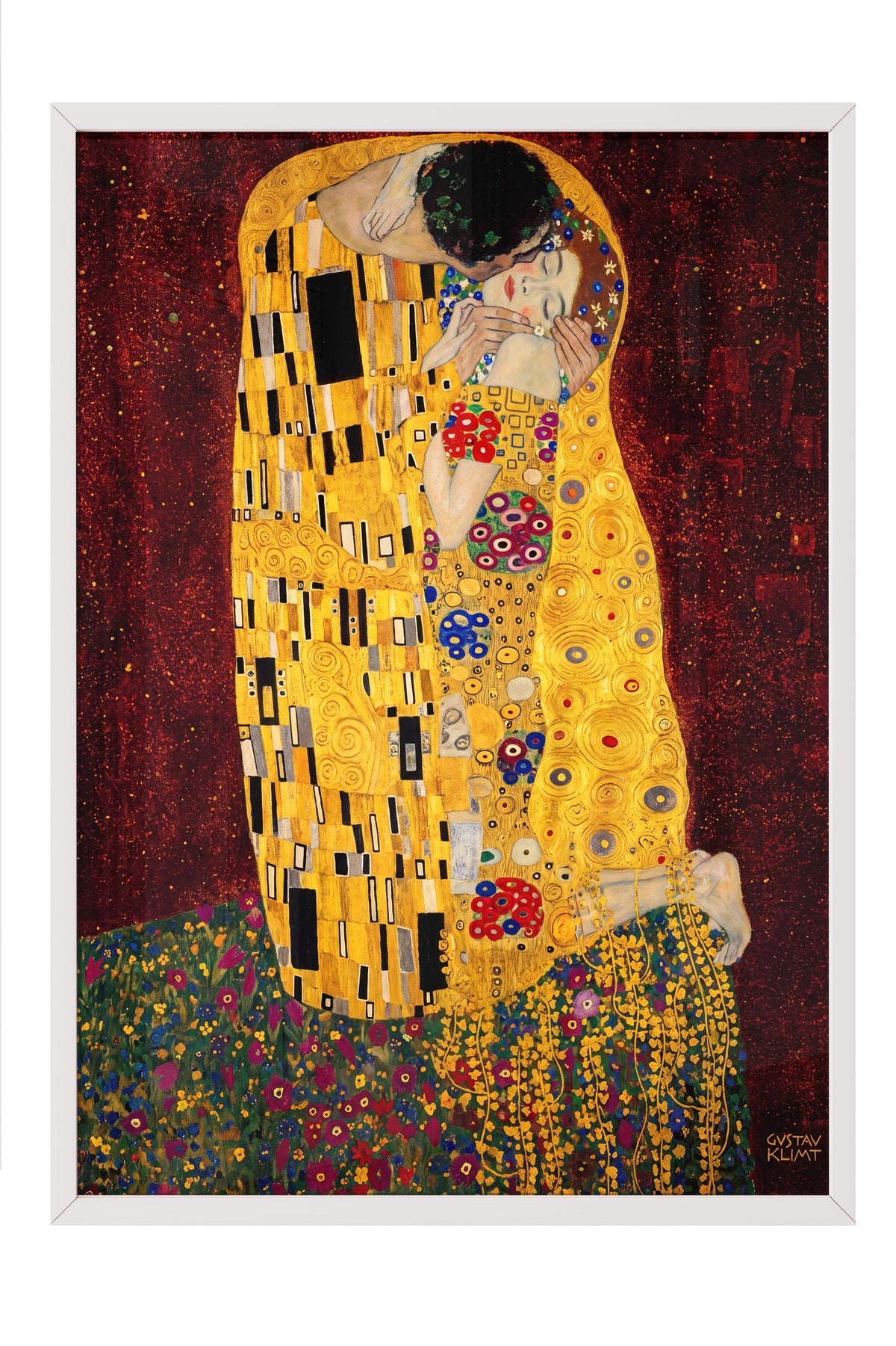 Klimt Öpücük Poster – Beyaz Çerçeveli Tablo