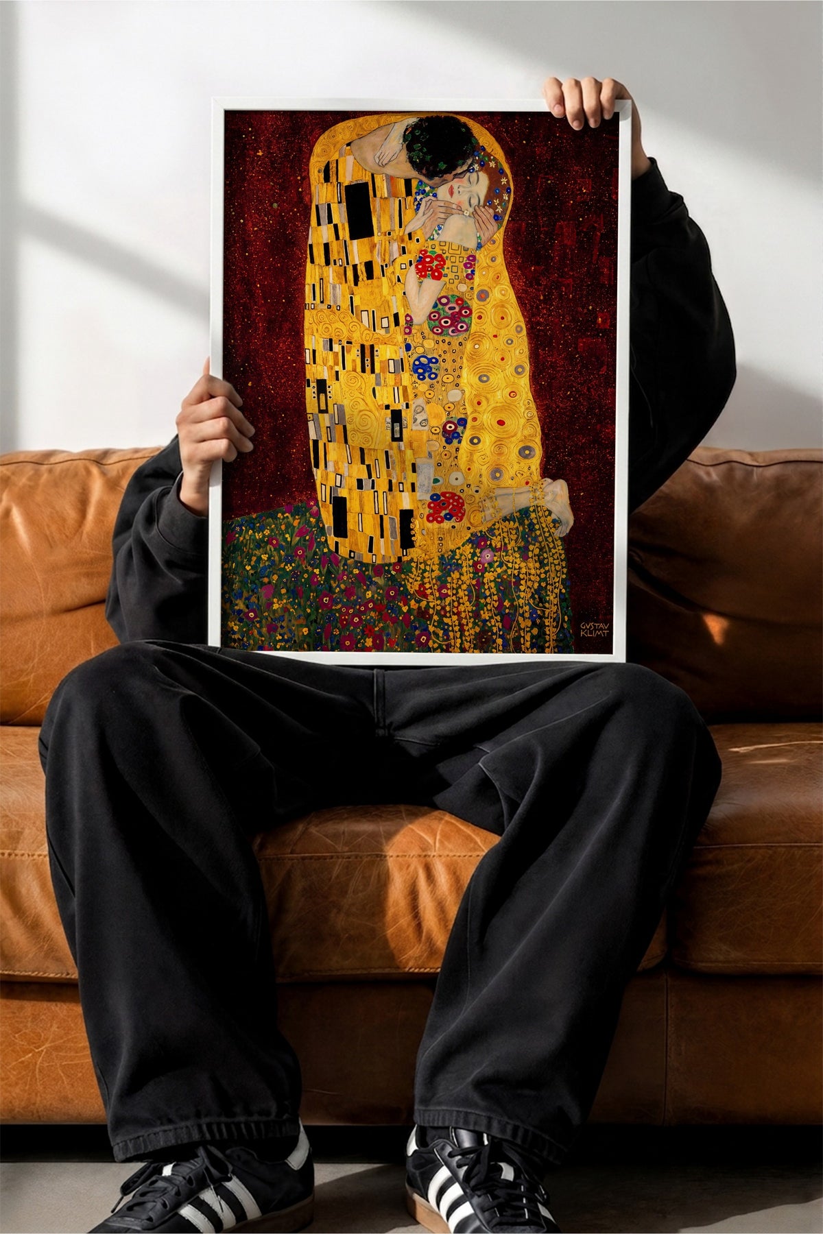 Klimt Öpücük Poster – Beyaz Çerçeveli Tablo