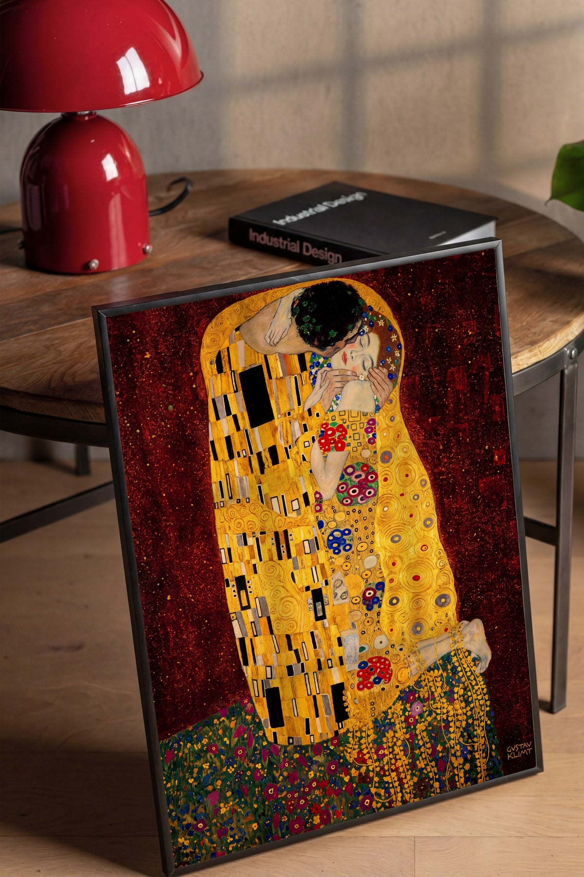 Klimt Öpücük Poster – Siyah Çerçeveli Tablo