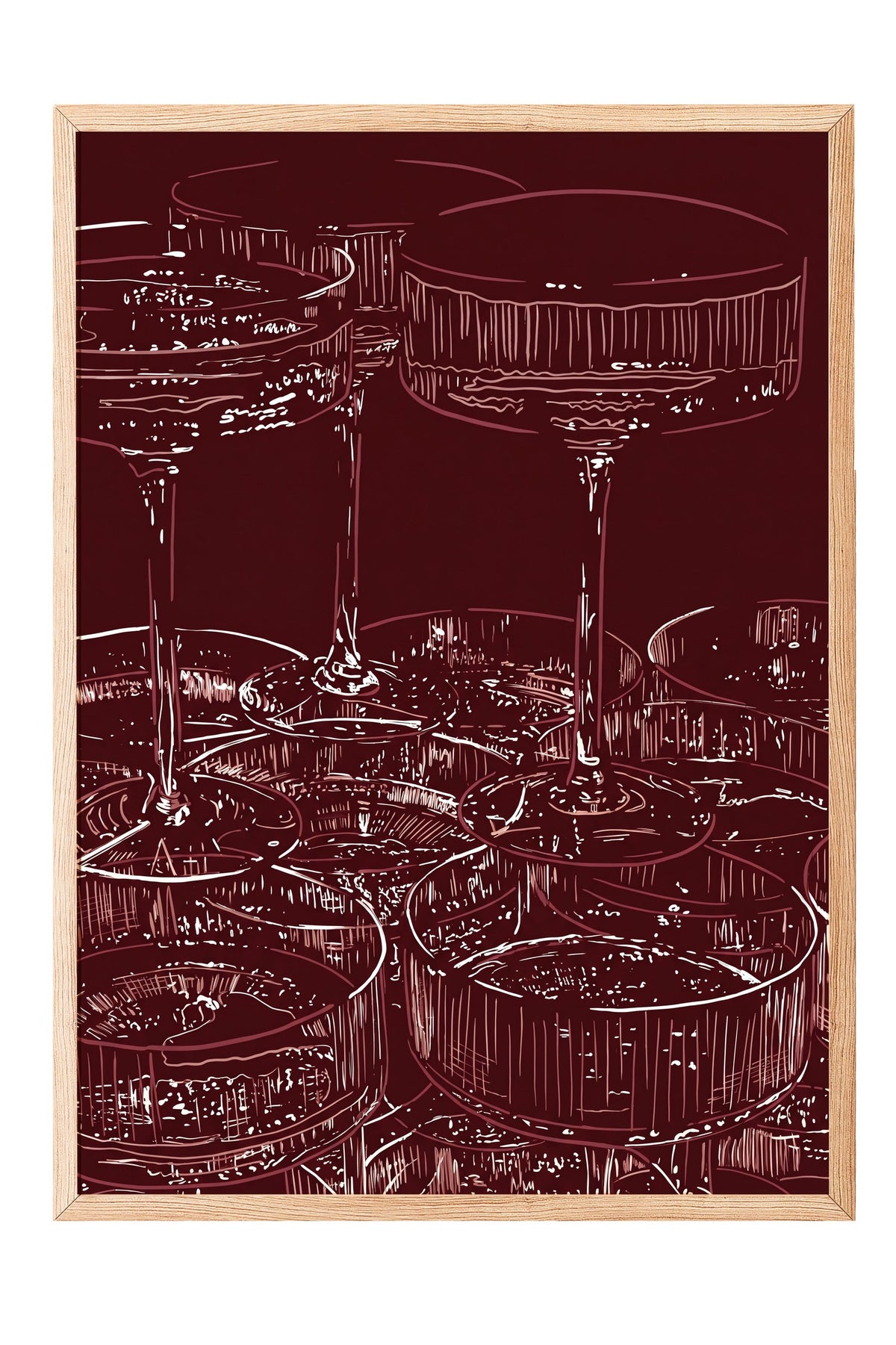 Zarif Bardak Deseni Poster – Ahşap Çerçeveli Tablo